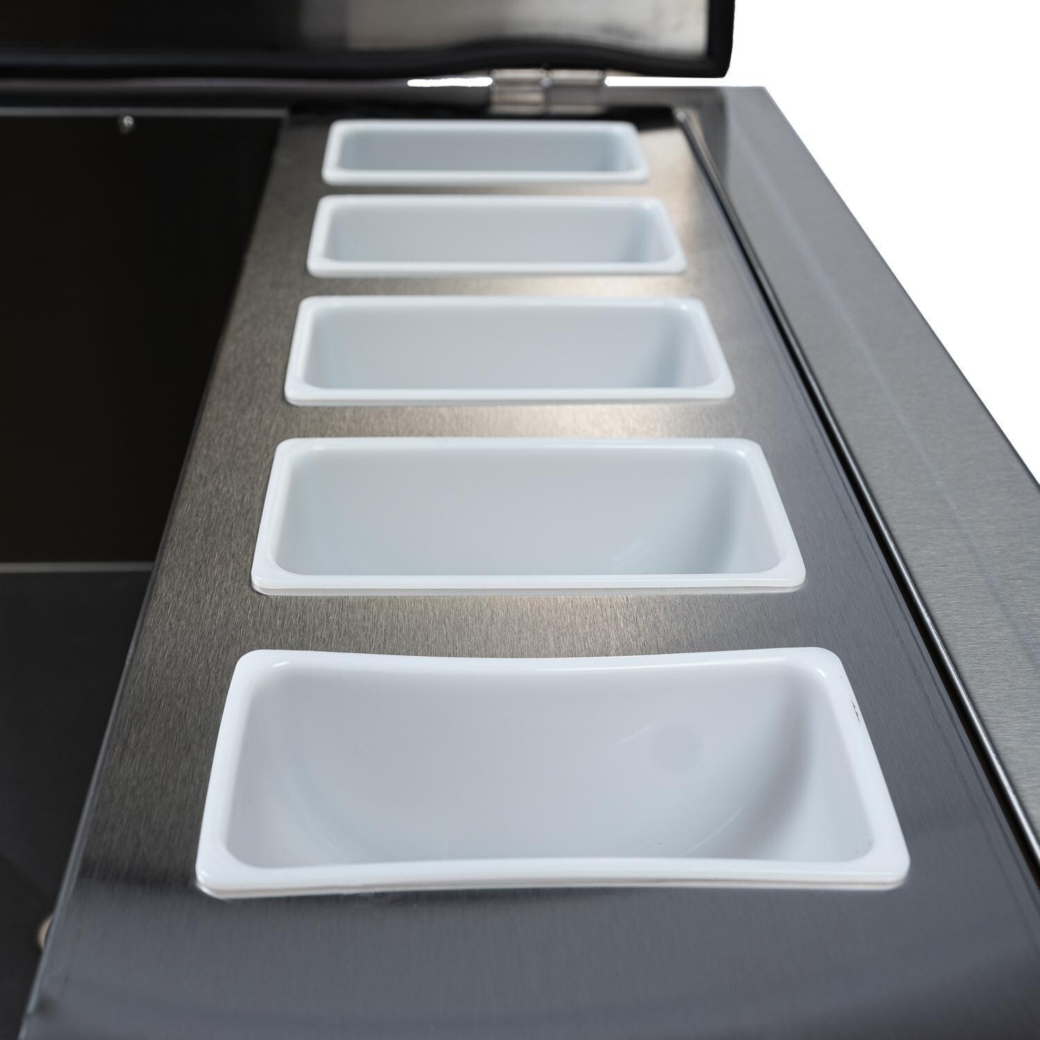 BBQGuys Signature 25-Inch Drop-In Ice Bin Cooler With Condiment Holder - Condiment Holder Closeup - Detail thumbnail