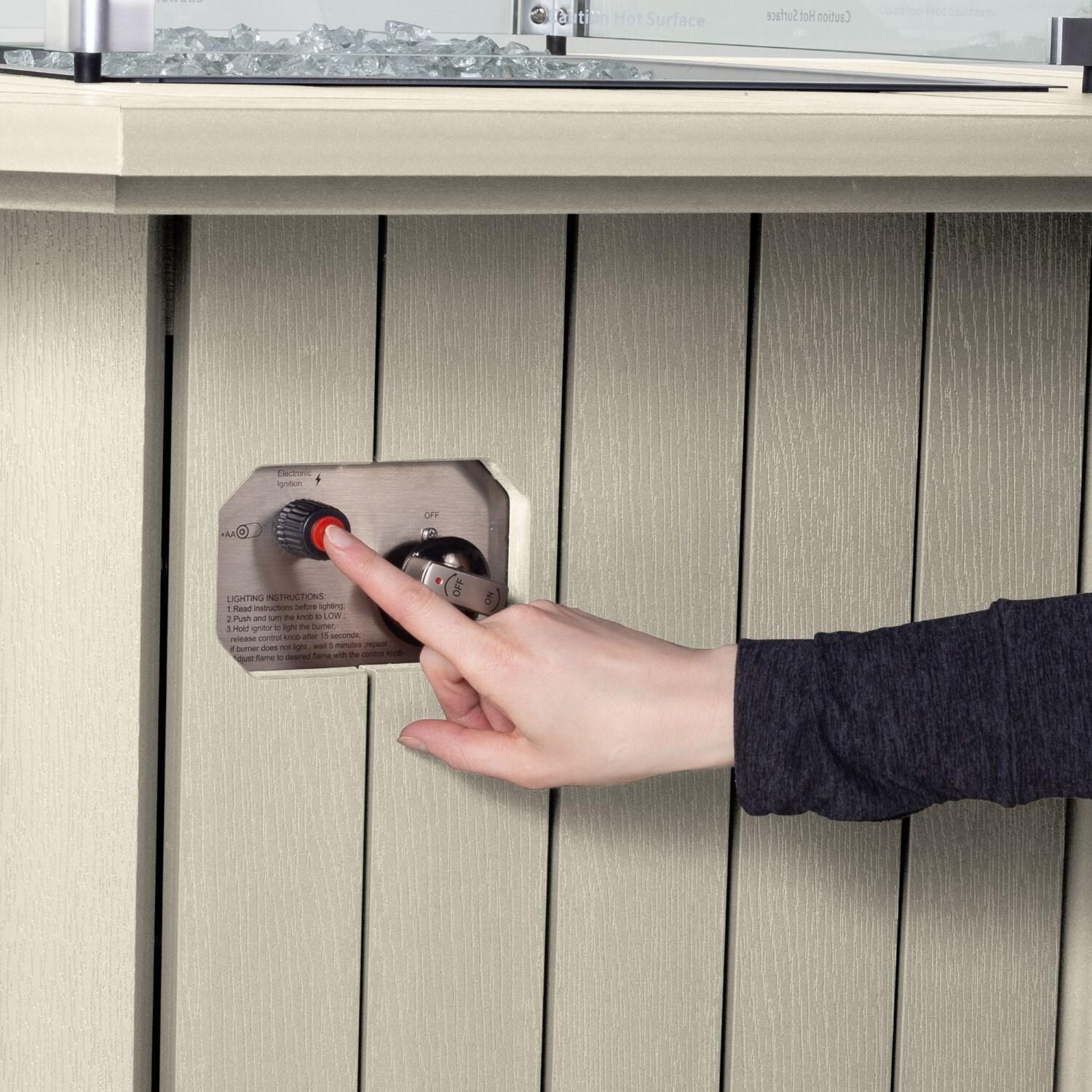 Harborview Octagonal Fire Pit Table in Whitewash by Lakeview Outdoor Designs - Push Button Ignition - Detail thumbnail