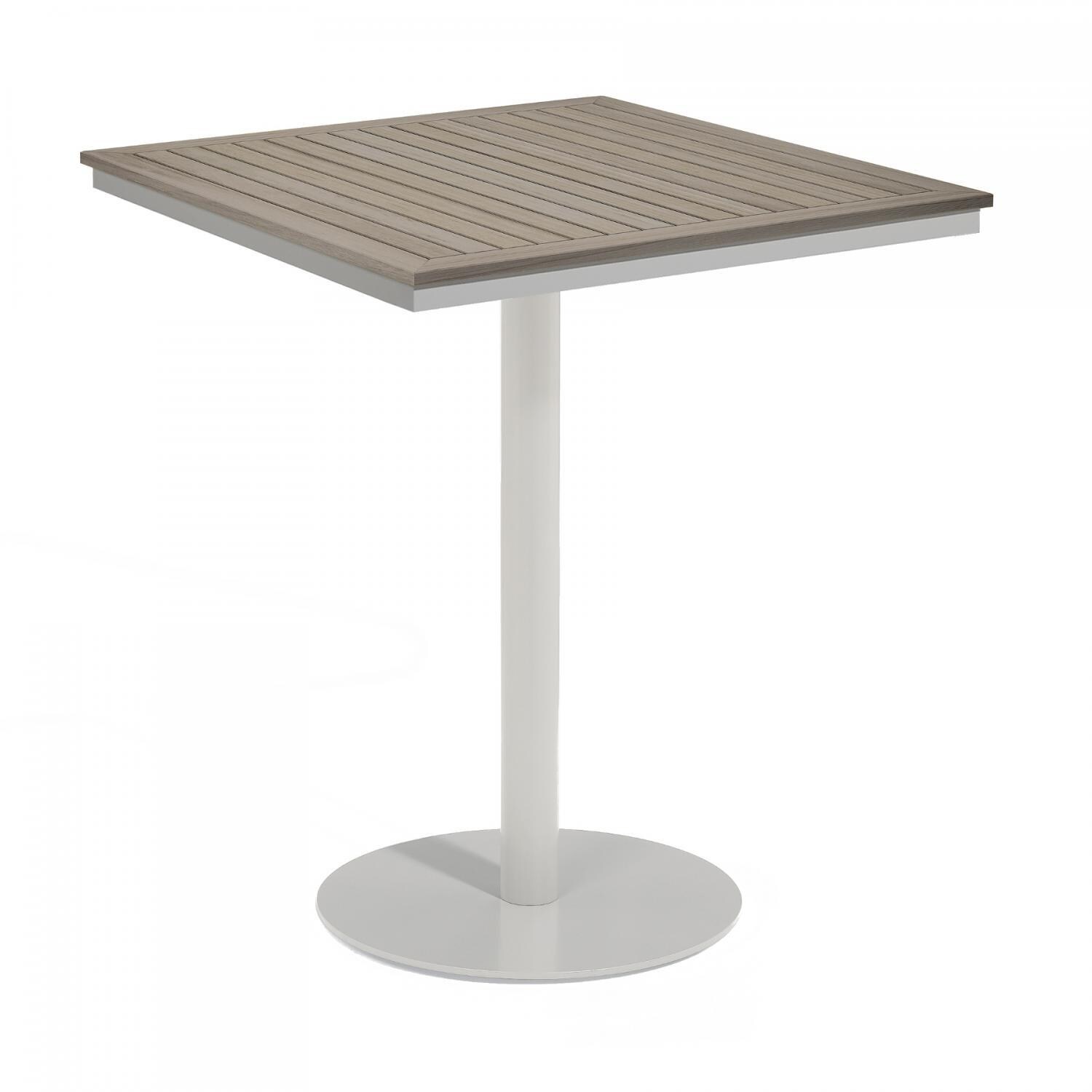 Travira 36 Inch Square Aluminum Patio Bar Table W/ Tekwood Vintage Top thumbnail