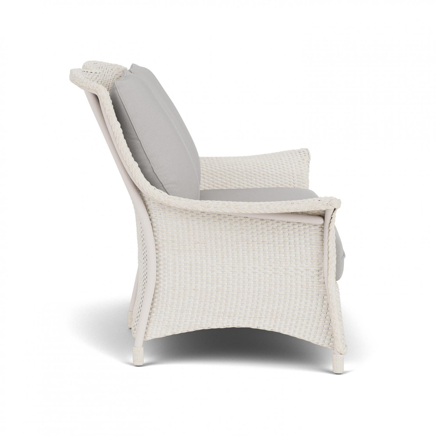 Lloyd Flanders Mandalay Loveseat In Antique White Finish With Tundra Dove Fabric - Side thumbnail