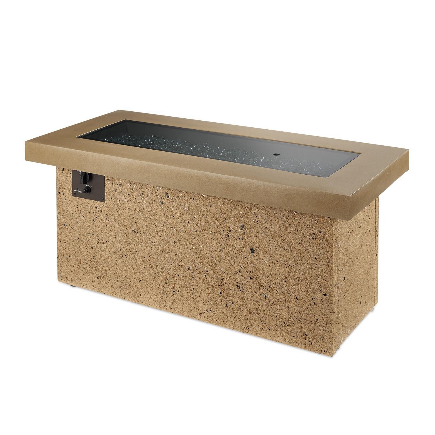 The Outdoor GreatRoom Company Key Largo Linear Gas Fire Pit Table - Brown - Includes grey glass burner cover thumbnail