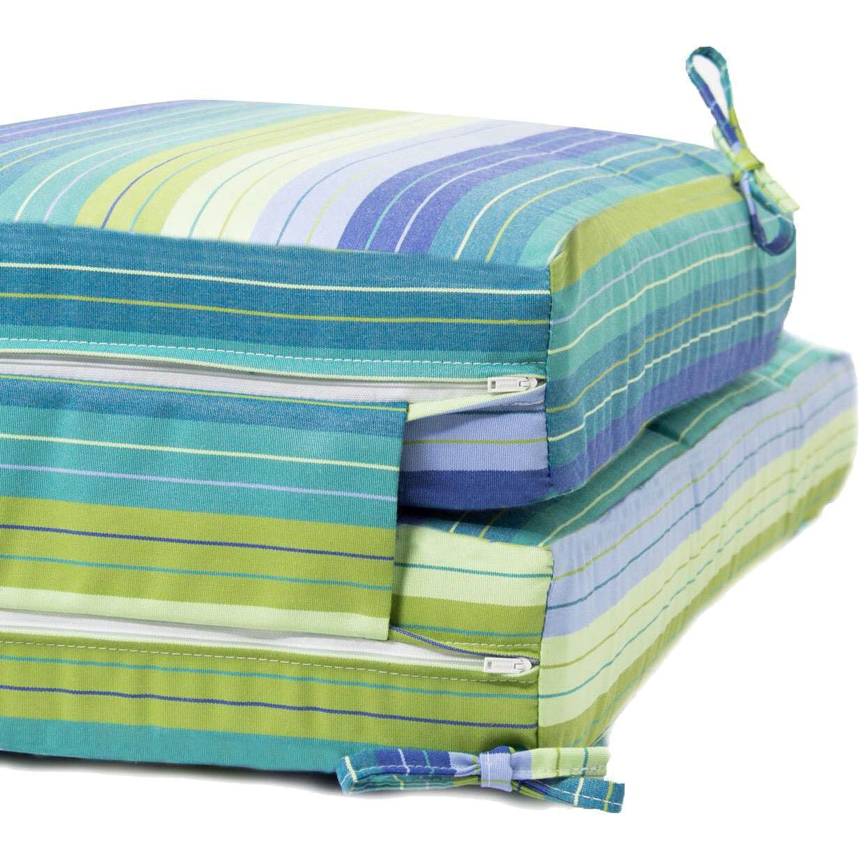 Extra Long Replacement Chaise Lounge Cushion With Knife Edge - Zipper And Tie Detail thumbnail