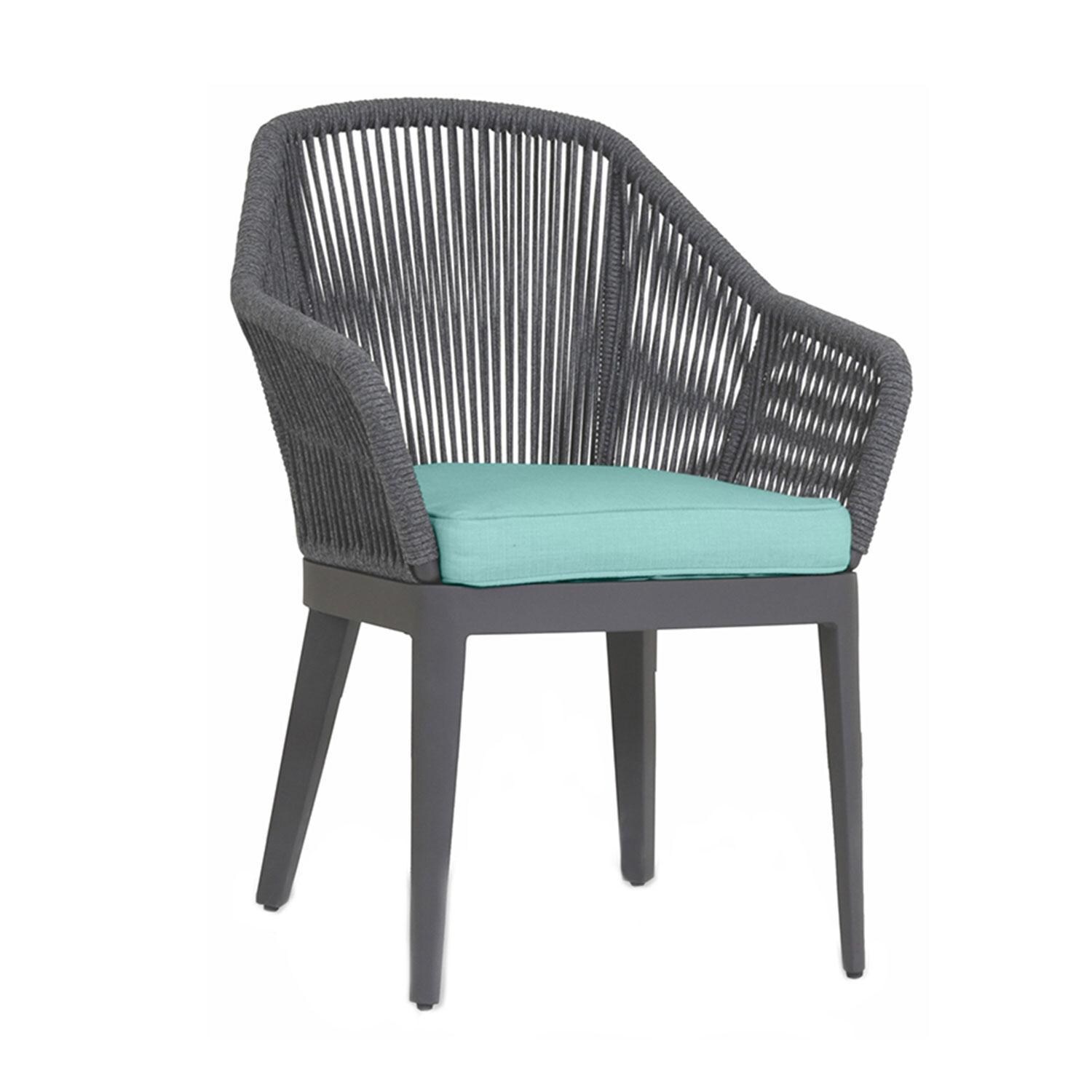 Milano Olefin Rope & Aluminum Patio Dining Chair in Dupione Celeste w/ Self Welt By Sunset West
