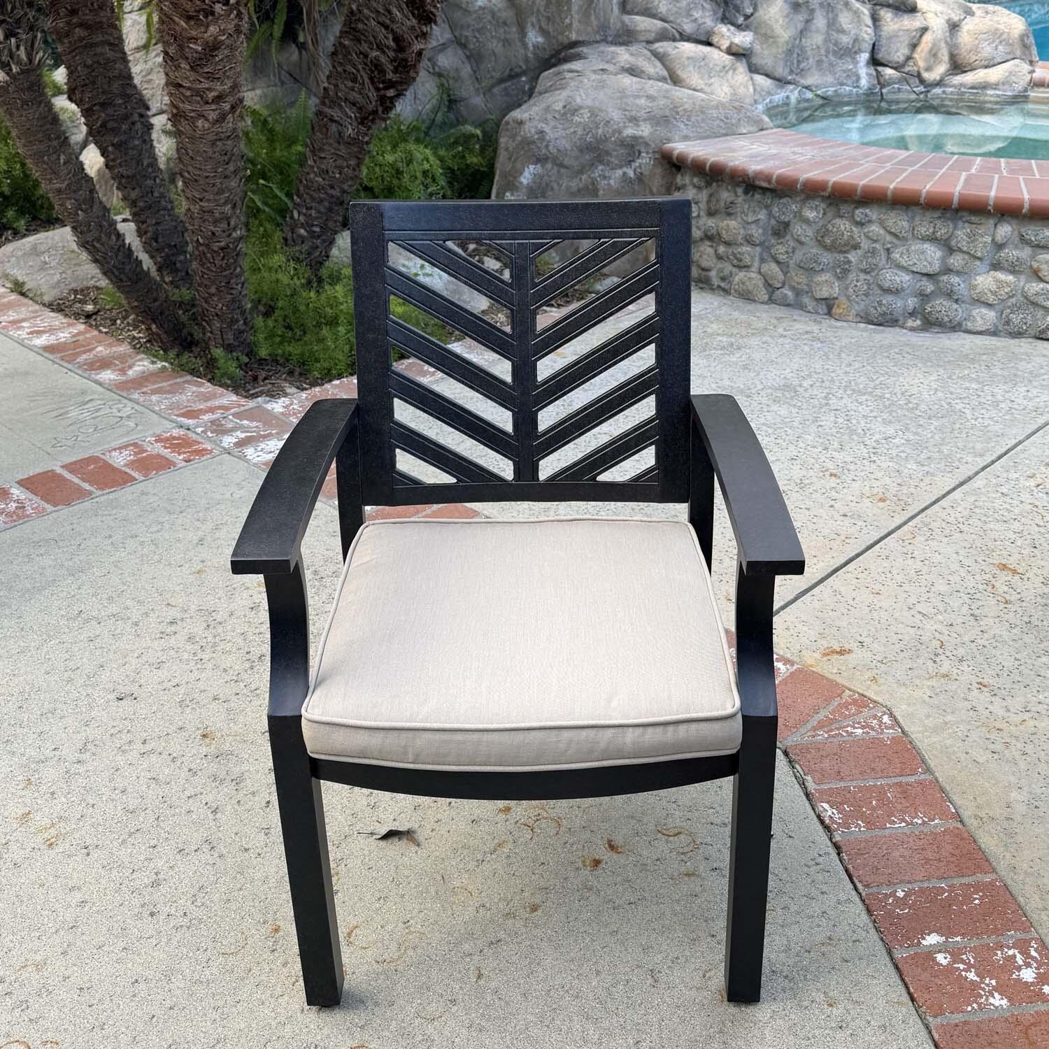 Palm Springs 11 Pc Aluminum Dining Set in Antique Bronze/Beige by Darlee - Front View Chair - Lifestyle thumbnail