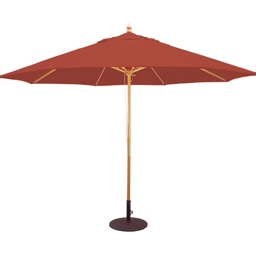 Galtech 11 Ft. Octagonal Hardwood Patio Market Umbrella W/ Pulley - Light Wood W/ Sunbrella Canvas Henna Canopy
