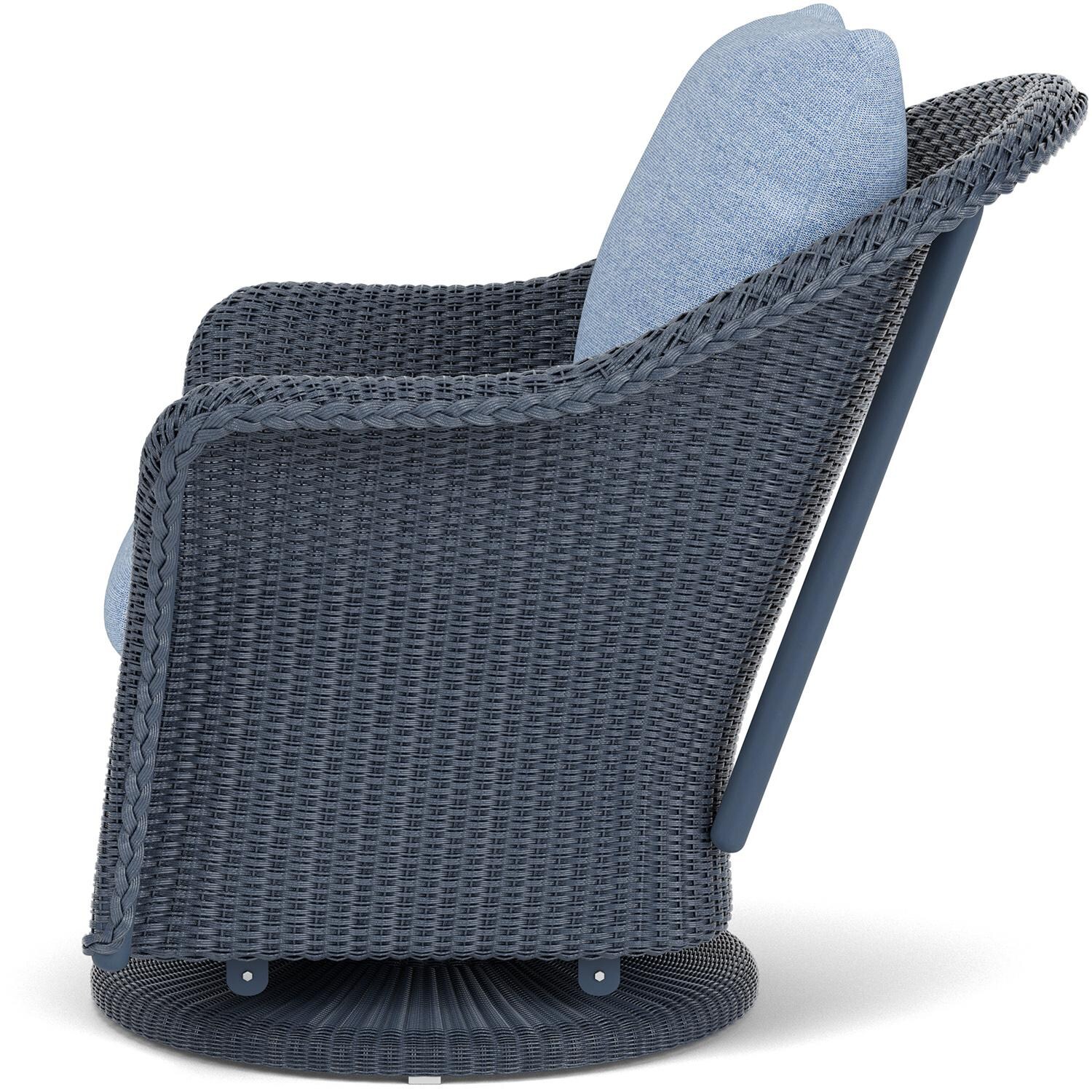 Lloyd Flanders Weekend Retreat Swivel Glider Lounge Chair in Denim Blue Finish W/ Demo Skyway Fabric - Side thumbnail
