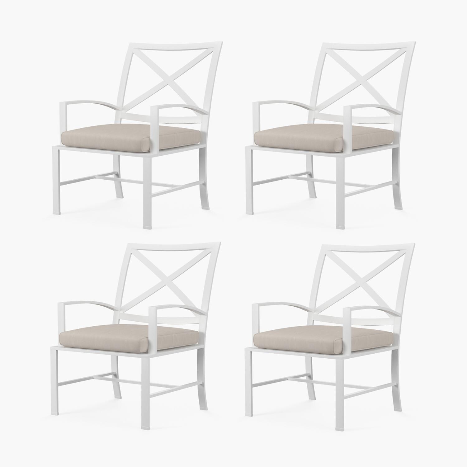 Sunset West - 501-1-5492 (4) - Bristol 4 Piece Aluminum Patio Dining Chair Set W/ Sunbrella Canvas Flax Self Welt Cushions thumbnail