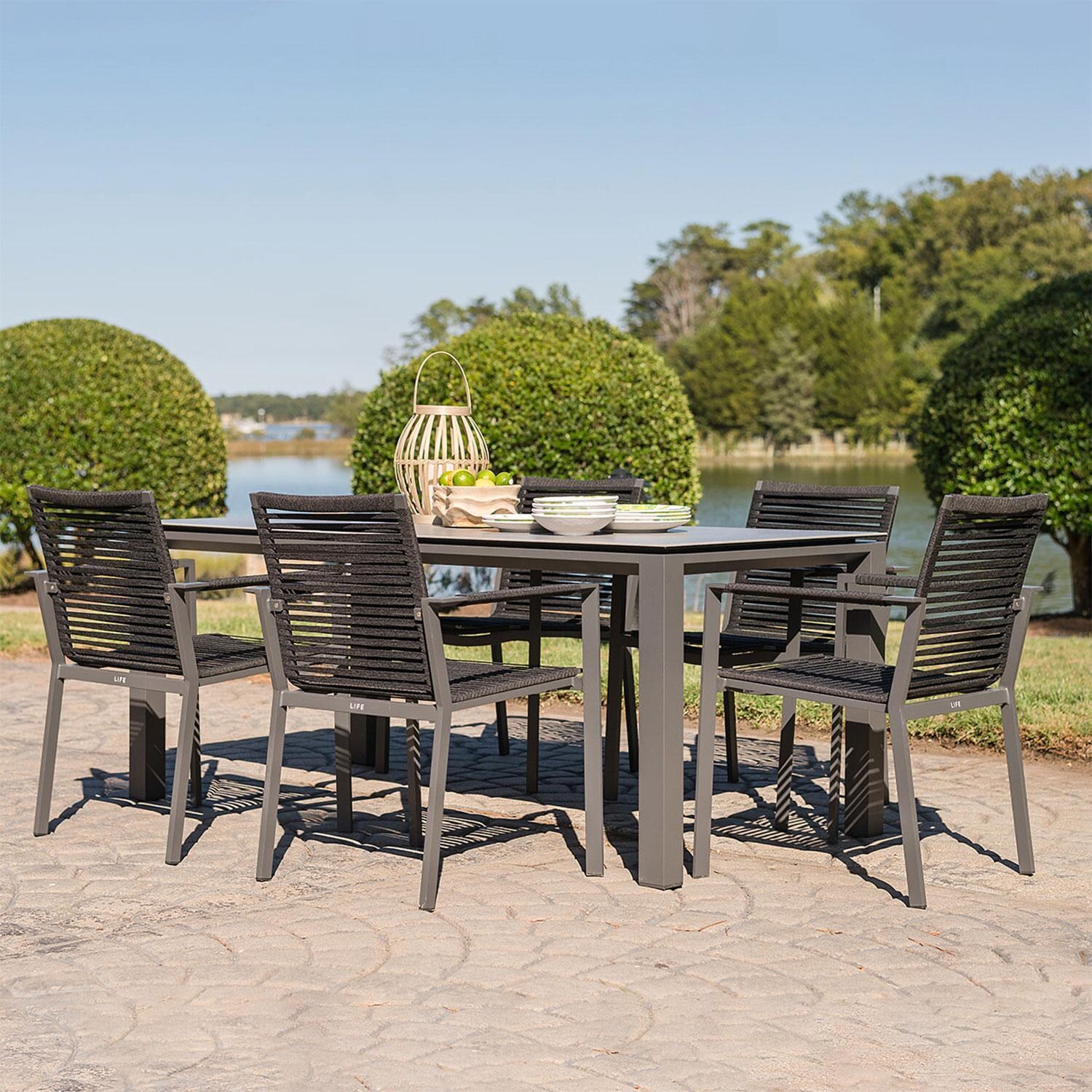 Porto 7 Pc Aluminum/Sling Dining Set in Lava By KETTLER