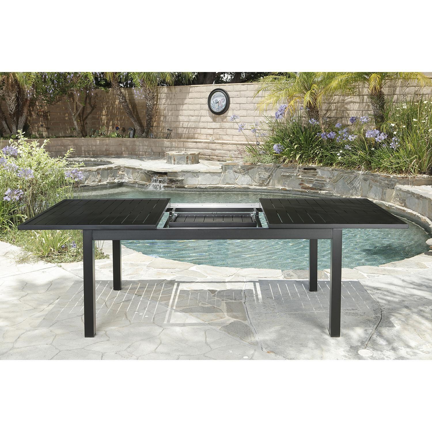 Lakeview Outdoor Designs Tensas 7 Piece Aluminum Patio Dining Set - Patio Dining Table Extension Leaf Stores Below Tabletop thumbnail