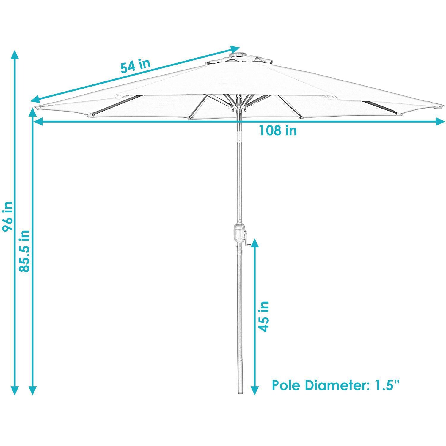 Ultimate Patio 9 Ft. Solar Lighted Octagonal Patio Umbrella W/Crank - Beige - Line Drawing thumbnail