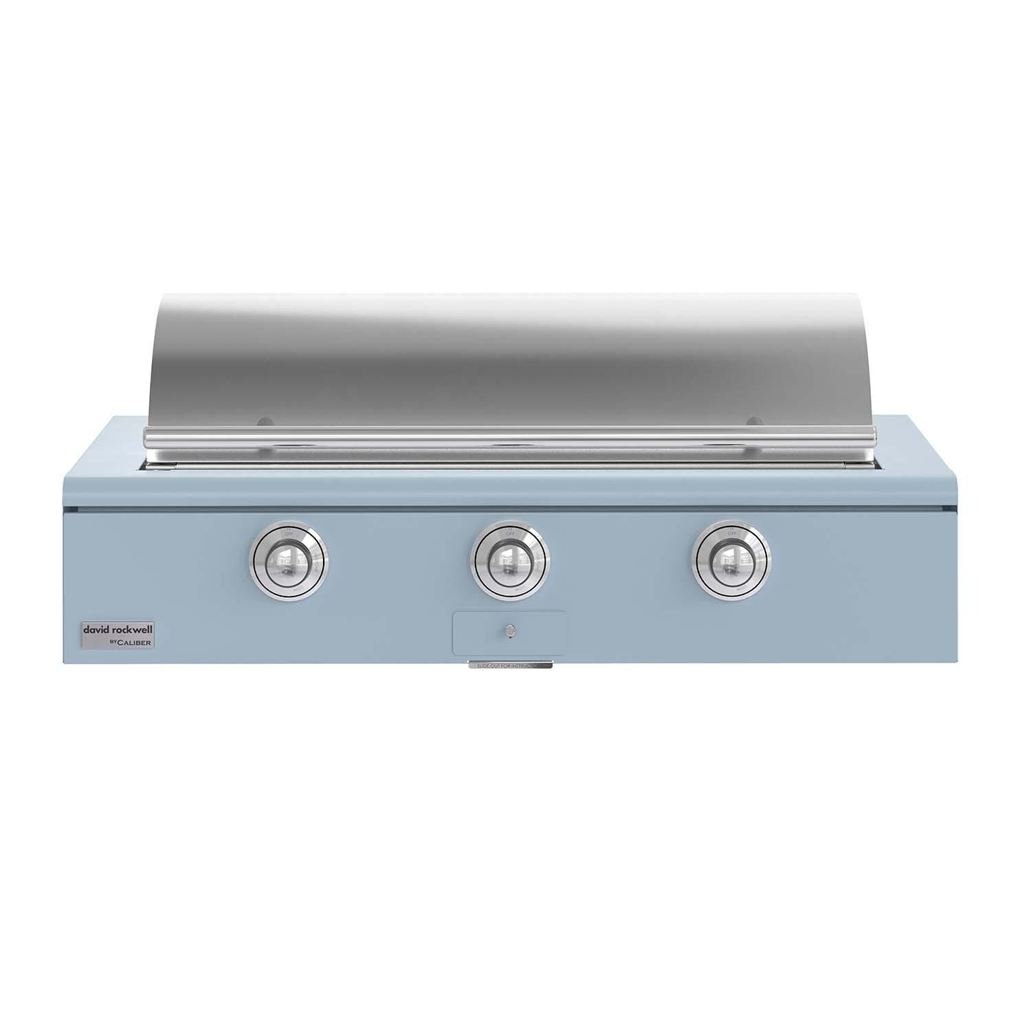 Caliber CRG-48BL00-A-152-H02 48-in Propane Built-In Rockwell Grill - Bluestone w/ Chrome Hardware - Lid Closed - White Background thumbnail