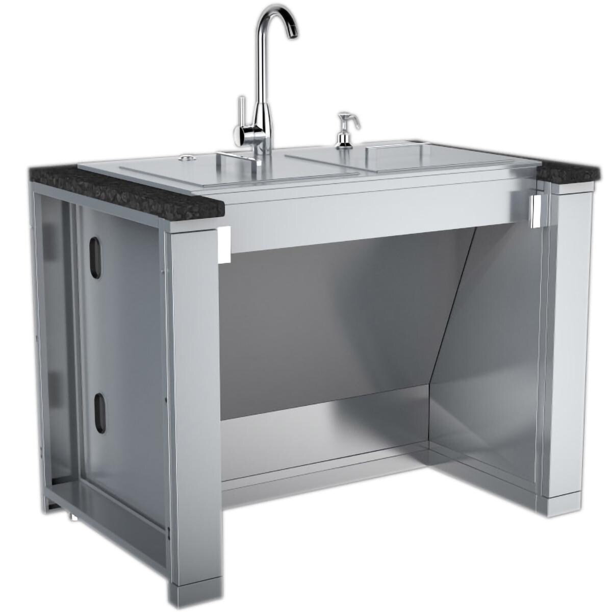 Sunstone ADASK37 37-Inch ADA Compliant Double Sink W/ Covers & Hot/Cold Faucet - Shown Installed In ADA44BC Combo Sink Base Cabinet thumbnail