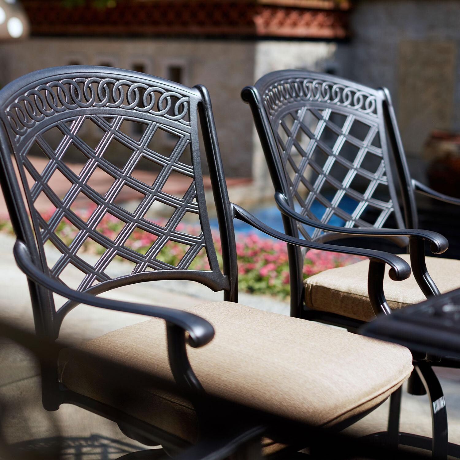 Darlee 201030-7-4 Sedona 4 Piece Cast Aluminum Patio Swivel Bar Stool Set W/ Beige Canvas Cushions thumbnail
