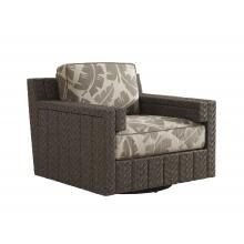 Blue Olive Wicker Patio Swivel Glider Club Chair W/ Sunbrella Fabric By Tommy Bahama