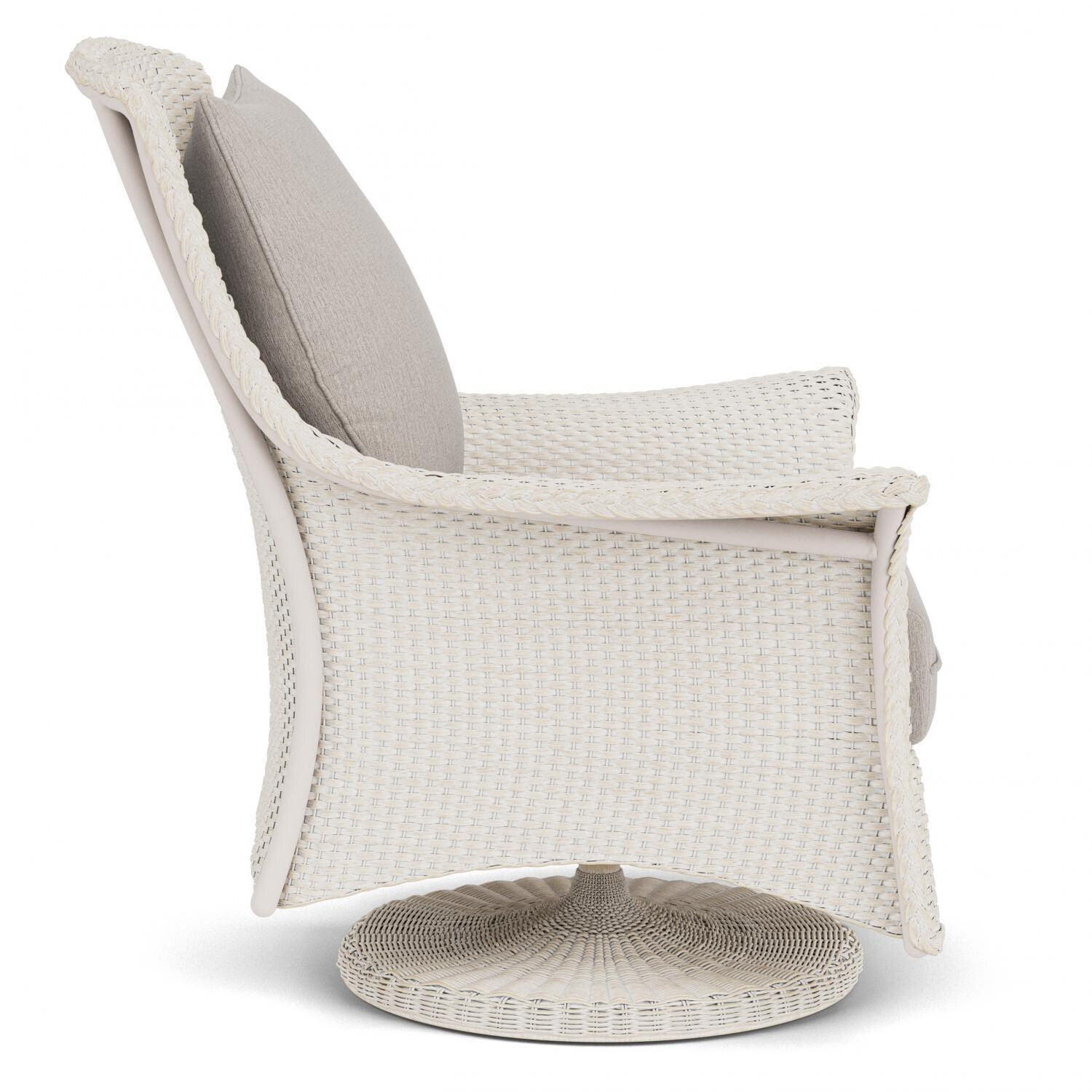 Lloyd Flanders Mandalay Swivel Rocker Lounge Chair in Antique White Finish with Remy Cloud Fabric - Side thumbnail