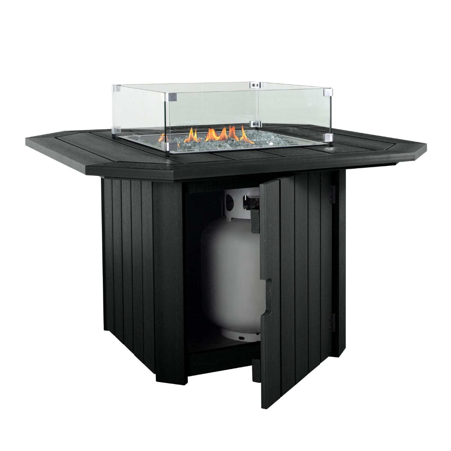 Harborview Octagonal Fire Pit Table in Black by Lakeview Outdoor Designs - Tank Hide - Detail thumbnail