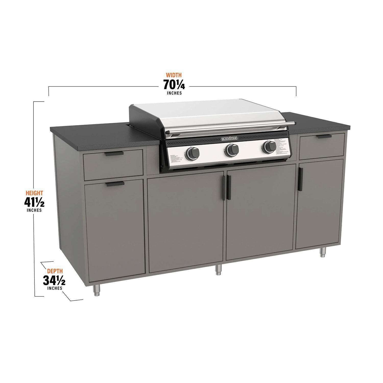 Blackstone KT24021 70-Inch Built-In Natural Gas Griddle Island - Dimensions - Diagram thumbnail