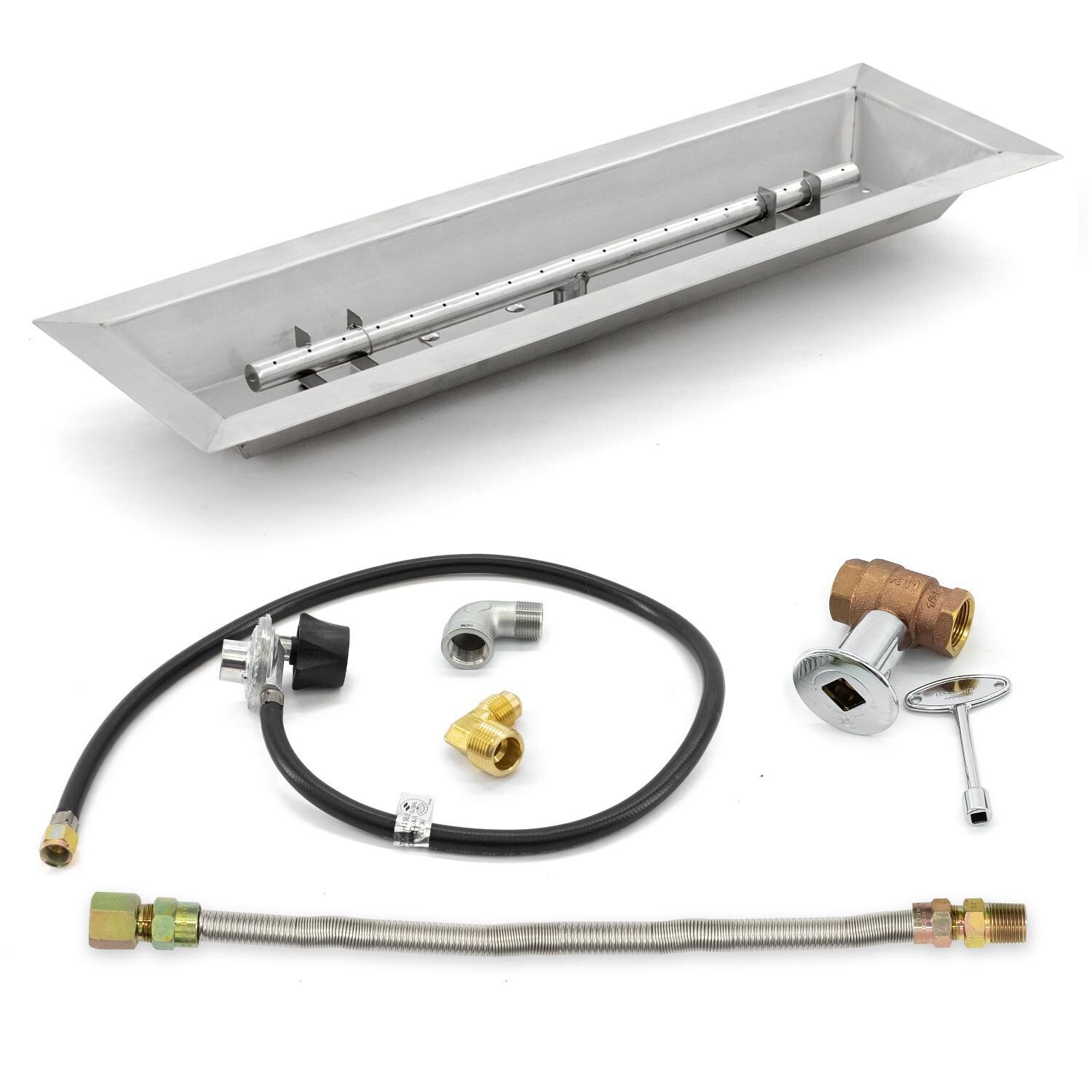 BBQGuys Signature 24-Inch Linear Drop-In Pan W/ 19-Inch Propane T-Burner & Connection Kit