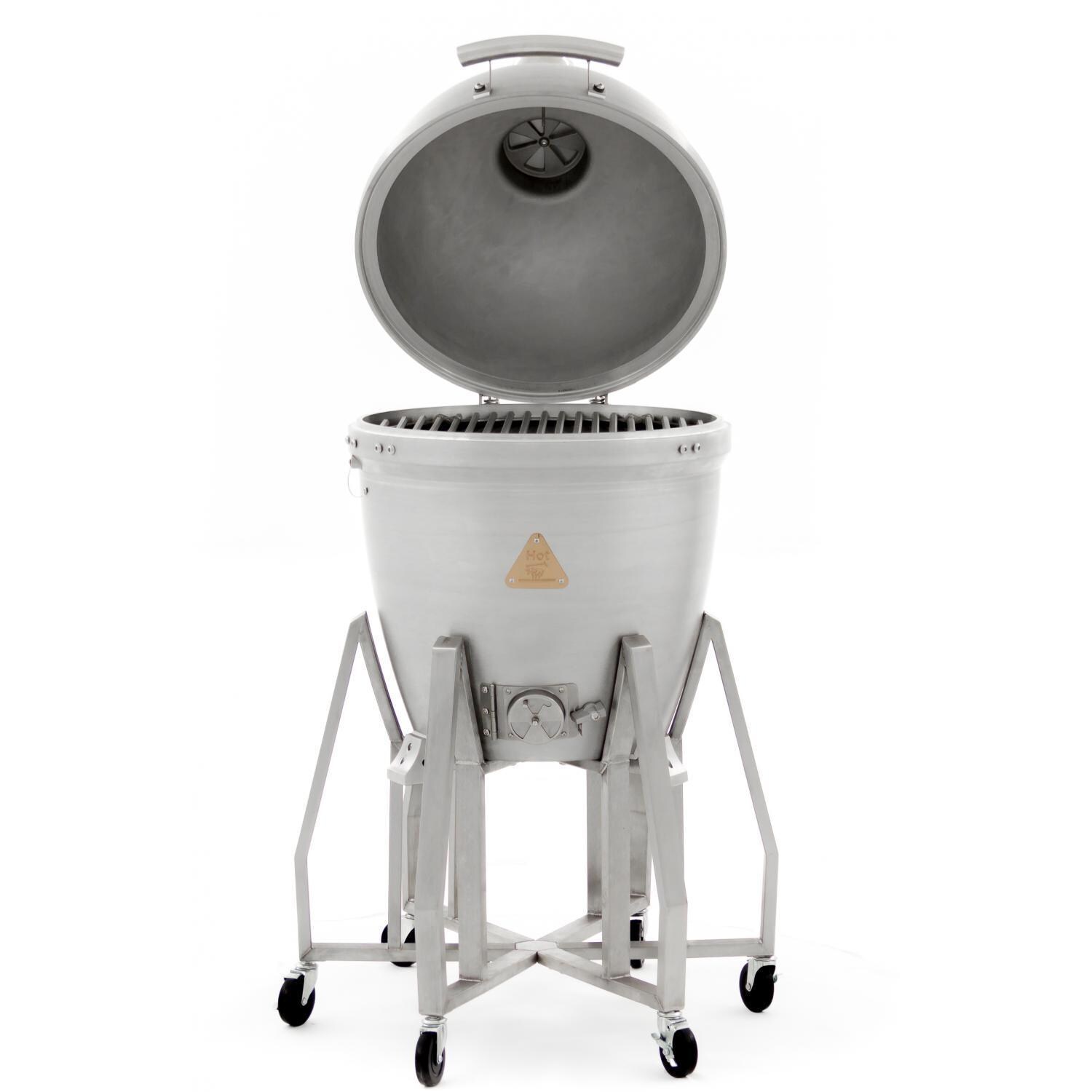 Blaze - BLZ-20-KAMADO - 20-Inch Cast Aluminum Kamado Grill W/ Stainless Steel Cart - Lid Open thumbnail
