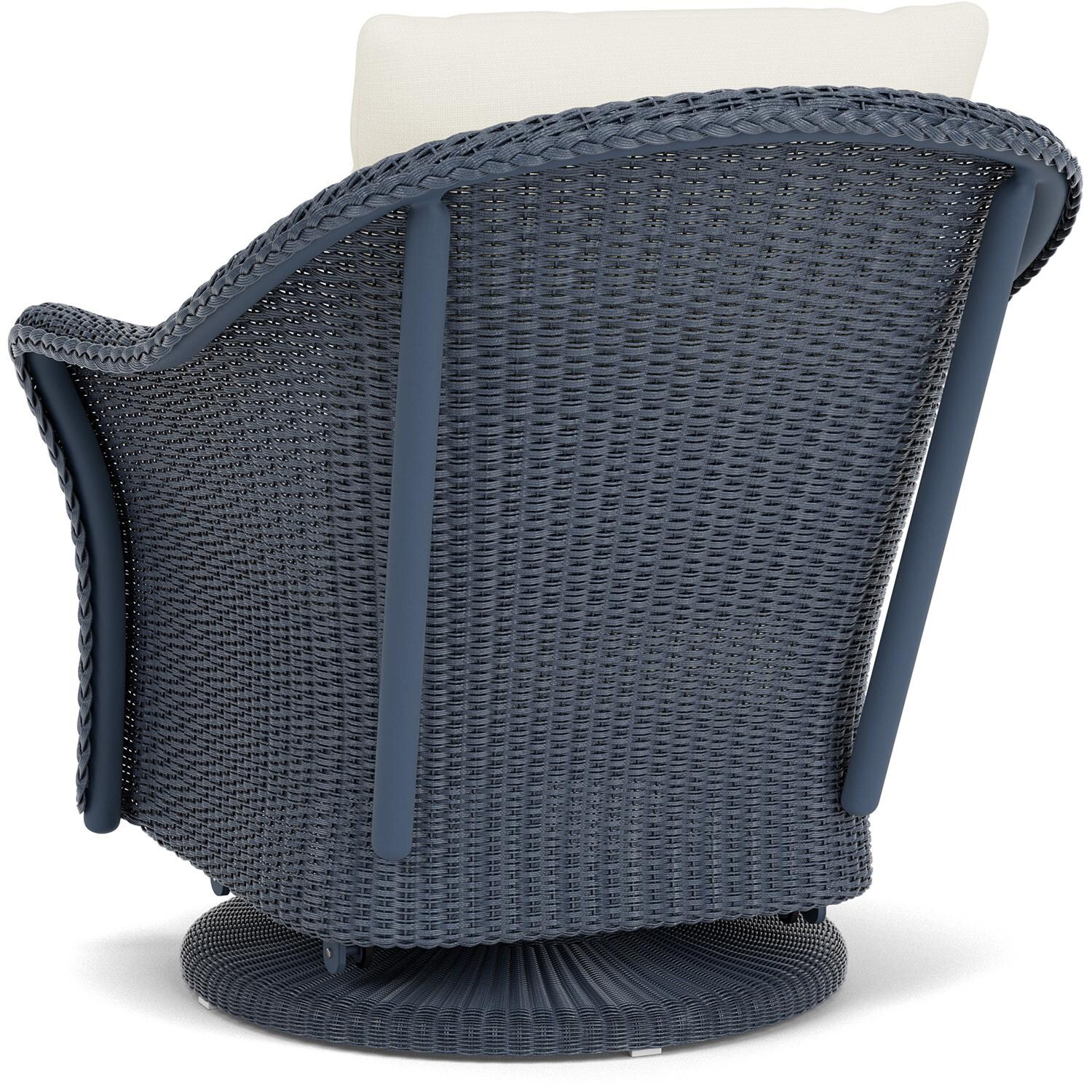 Lloyd Flanders Weekend Retreat Swivel Glider Lounge Chair in Denim Blue Finish W/ Sailcloth Salt Fabric - Back Left thumbnail