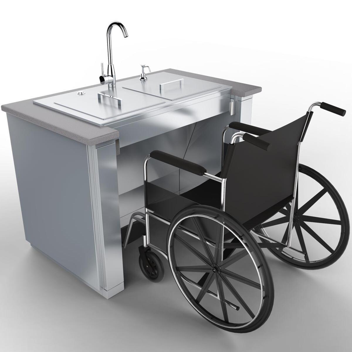 Sunstone ADA44BC 44-in Stainless Steel ADA Compliant Sink Cabinet - Wheelchair-Accessible ADA Compliant Design - White Background thumbnail