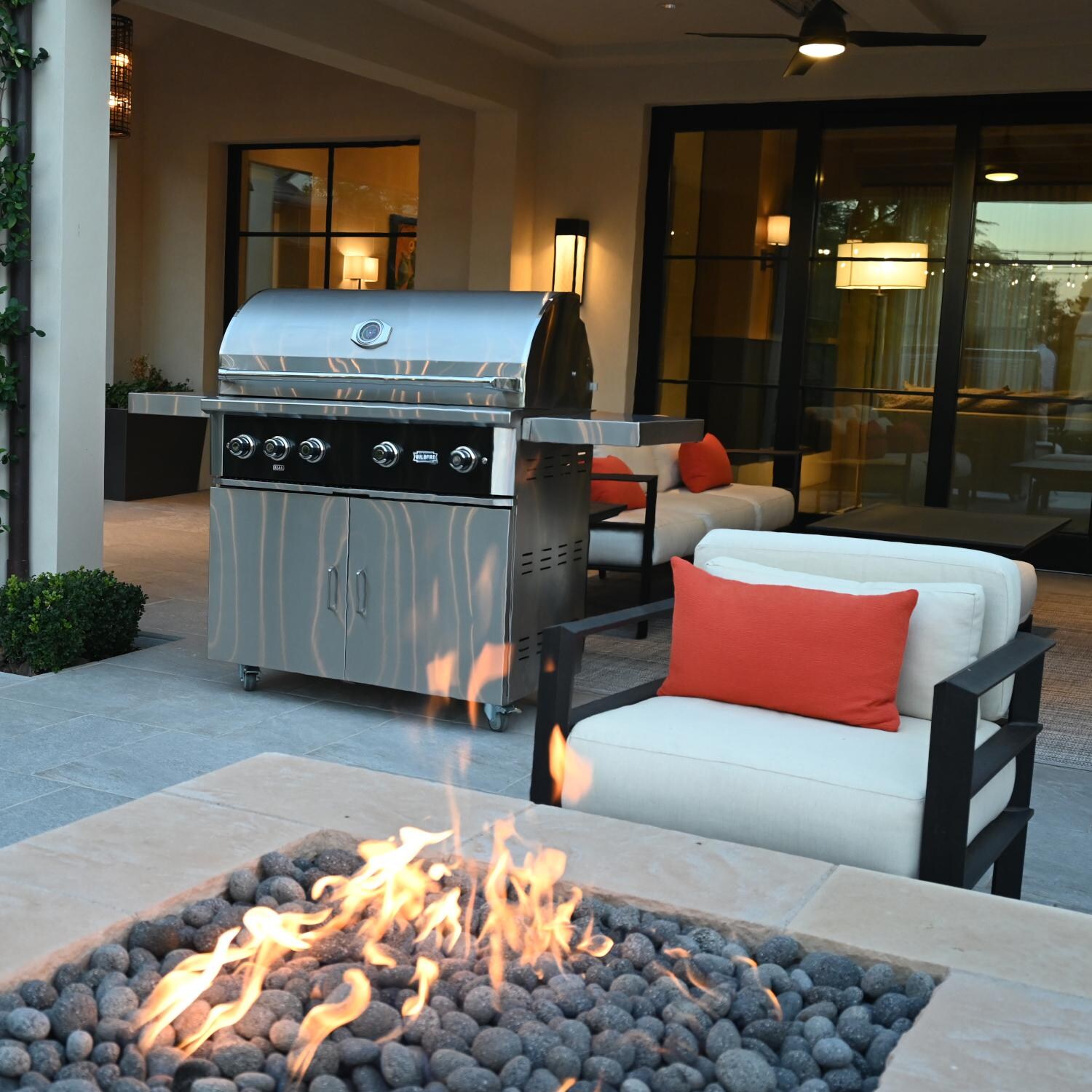 Wildfire WF-CART42-CGG 42-Inch Grill Cart - With Grill at Night thumbnail