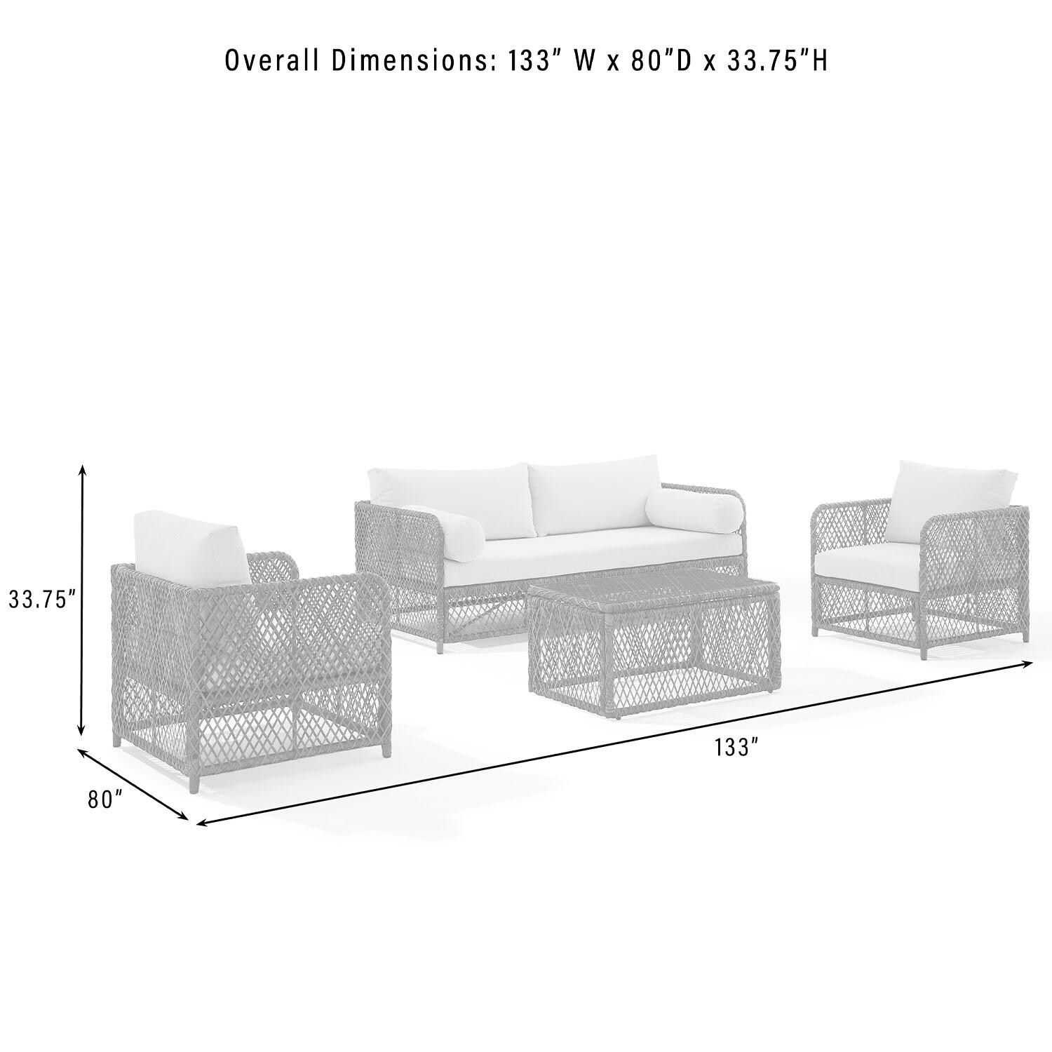 WestCay 4Pc Wicker Outdoor Sofa Seating Set by Ultimate Patio - Full Set - Dimensional thumbnail