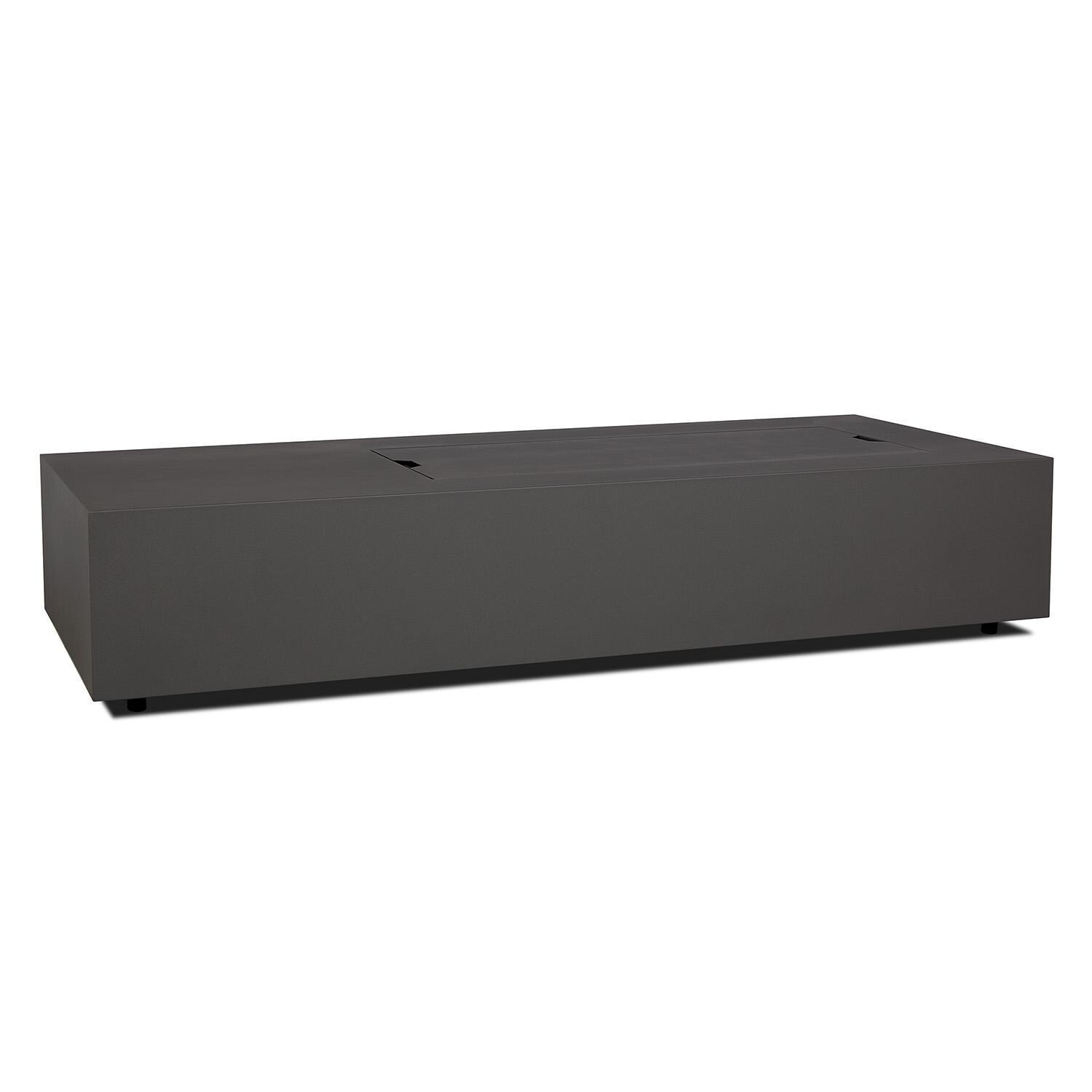Elysian 75-in Rectangular Steel Propane Fire Pit Table in Weathered Slate by Lakeview - Covered - White Background thumbnail