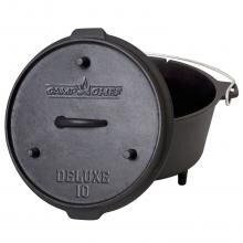 Camp Chef Deluxe 6-Quart Seasoned Cast Iron Dutch Oven w/ 1 1/8-Quart Lid & Lid Lifter - DO10