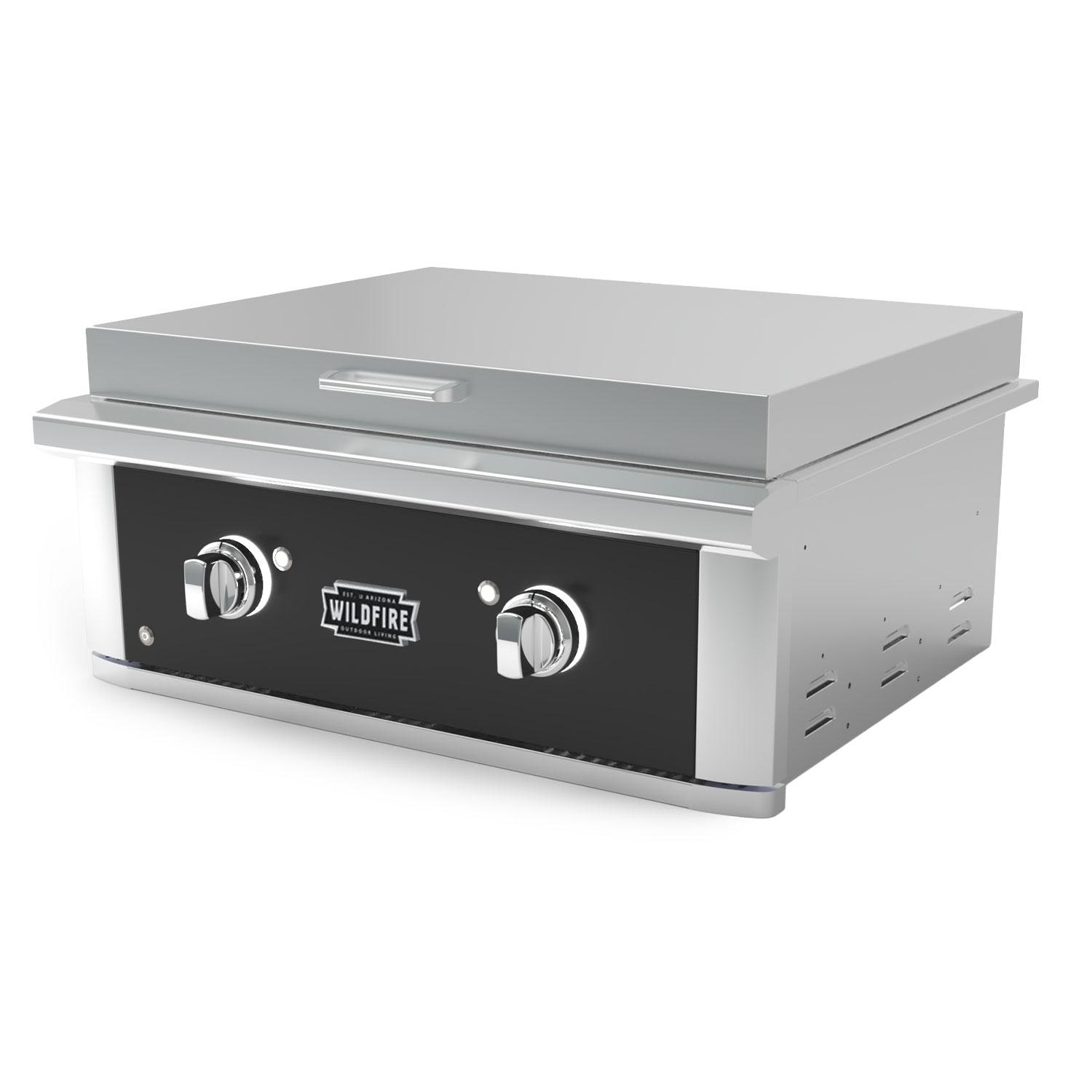 Wildfire Outdoor Living Wildfire Ranch Pro 30-in 2 Burner Black 304 SS Natural Gas Griddle w/ Brushed Stainless Knobs - WFPRO30GRD-BSS-NG + KB2-BS