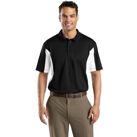 Sport-Tek Side Blocked Micropique Sport-Wick Polo Shirt 4XL - Black/White
