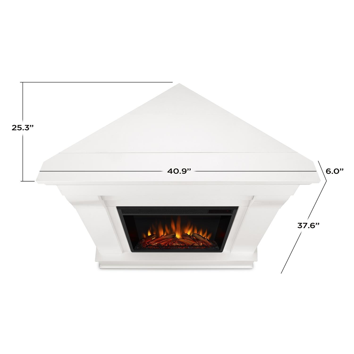 Real Flame - 5950E-W - Chateau 40-Inch Corner Electric Fireplace With Mantel - White - Overall Dimensions thumbnail