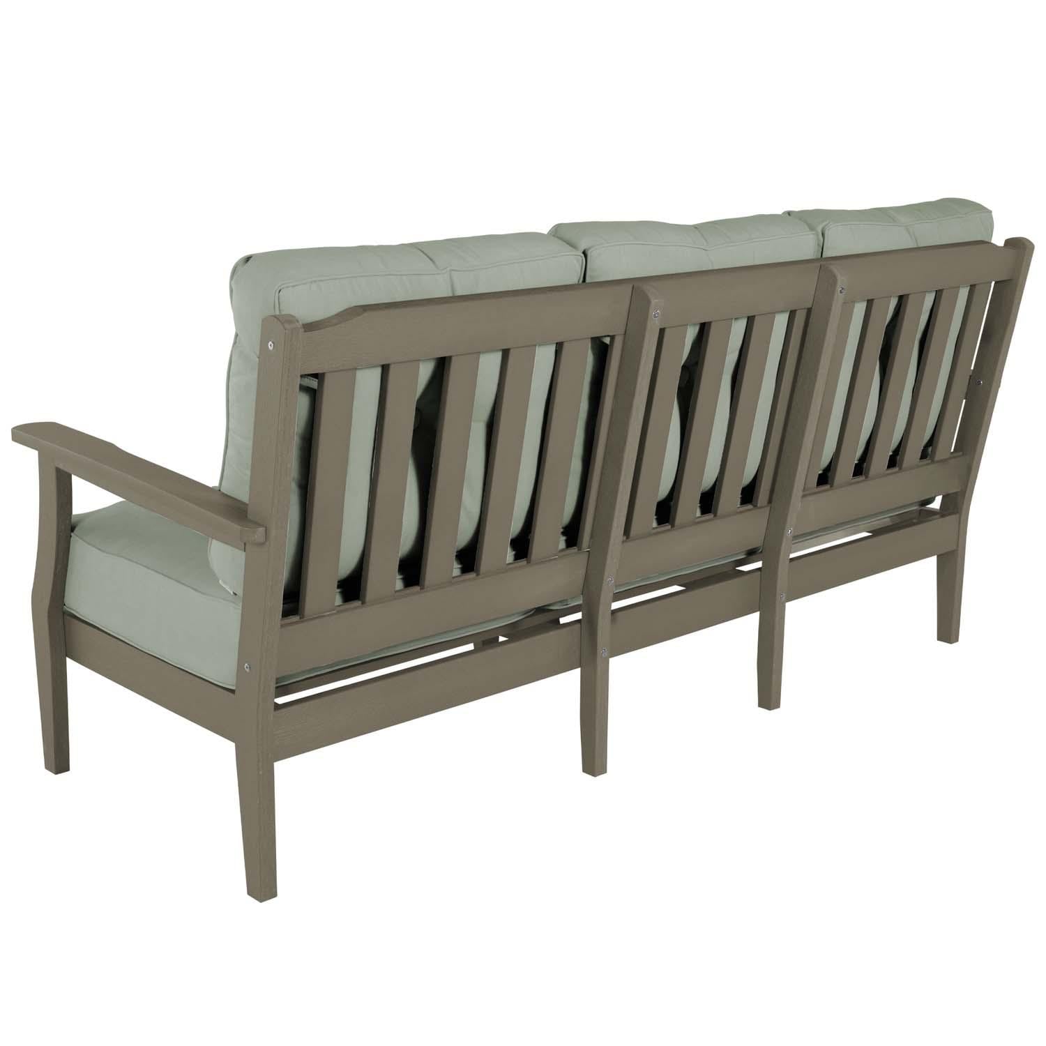 Blushing Bay 2 Pc Recycled Plastic Seating Set in Canvas Seasalt/Woodland Brown by Lakeview Outdoor Designs - Love Seat Back View - White Background thumbnail