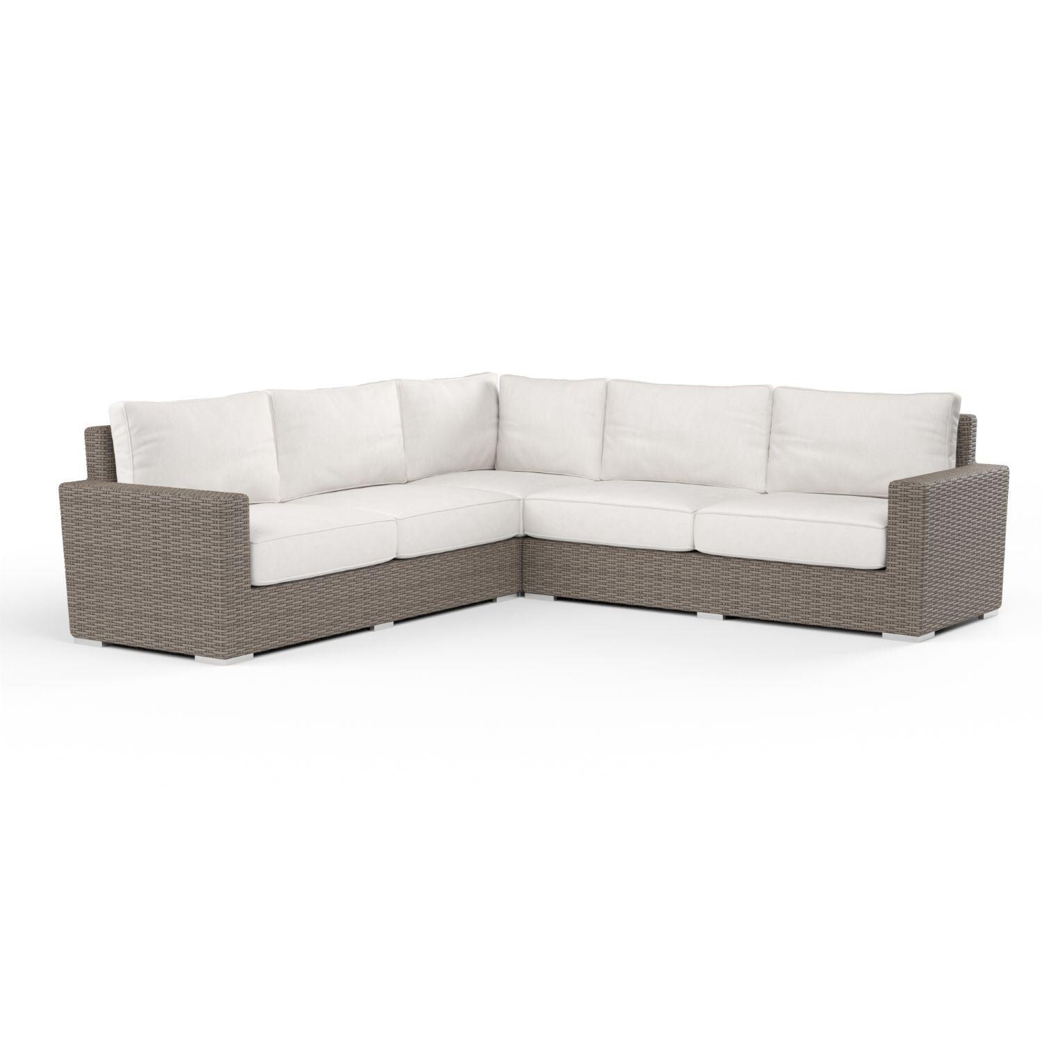 Coronado 4 Person Wicker Sectional Sofa in Driftwood/Canvas Flax by Sunset West