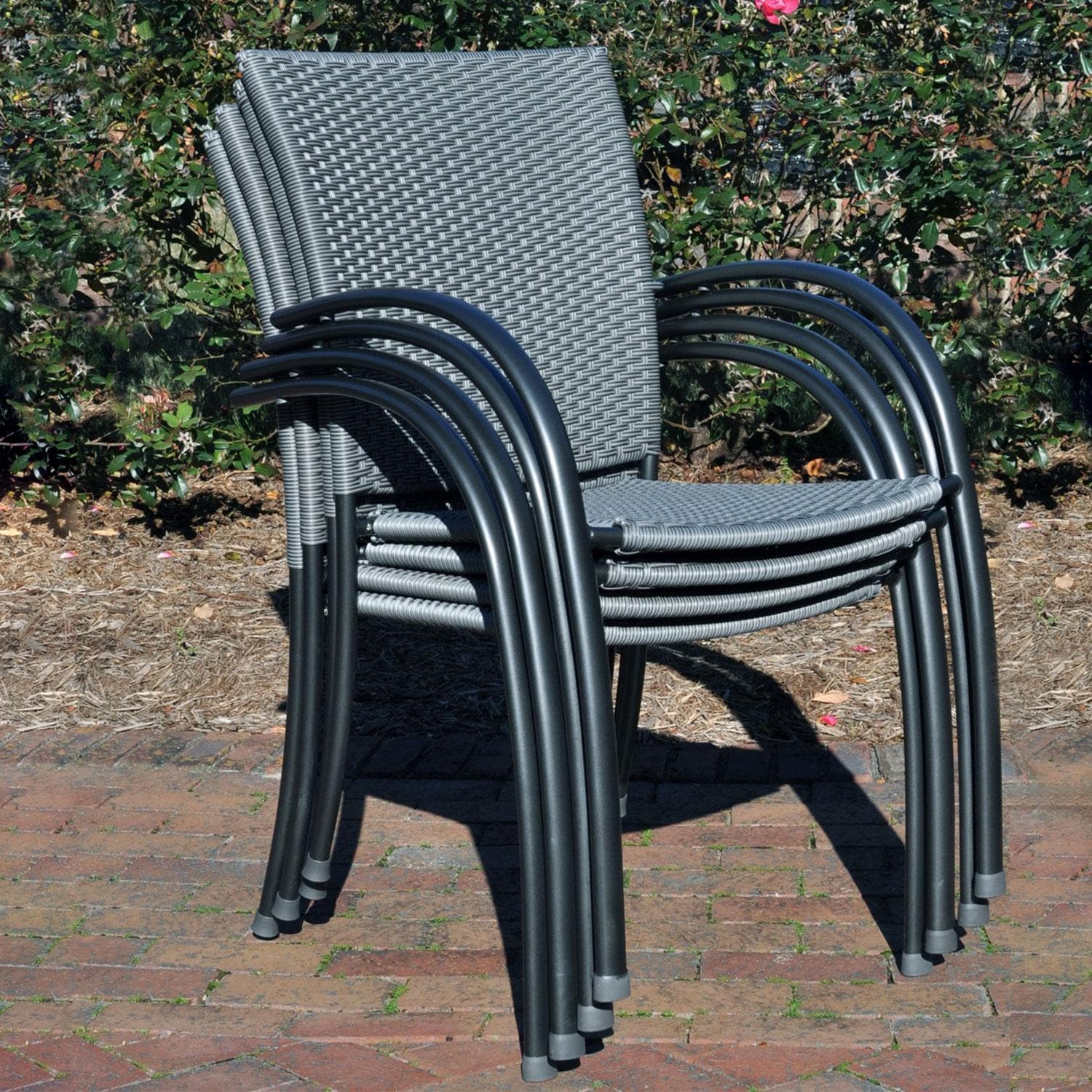 Pilano 4 Pc Aluminum/Woven Dining Arm Chair Set in Gray By KETTLER