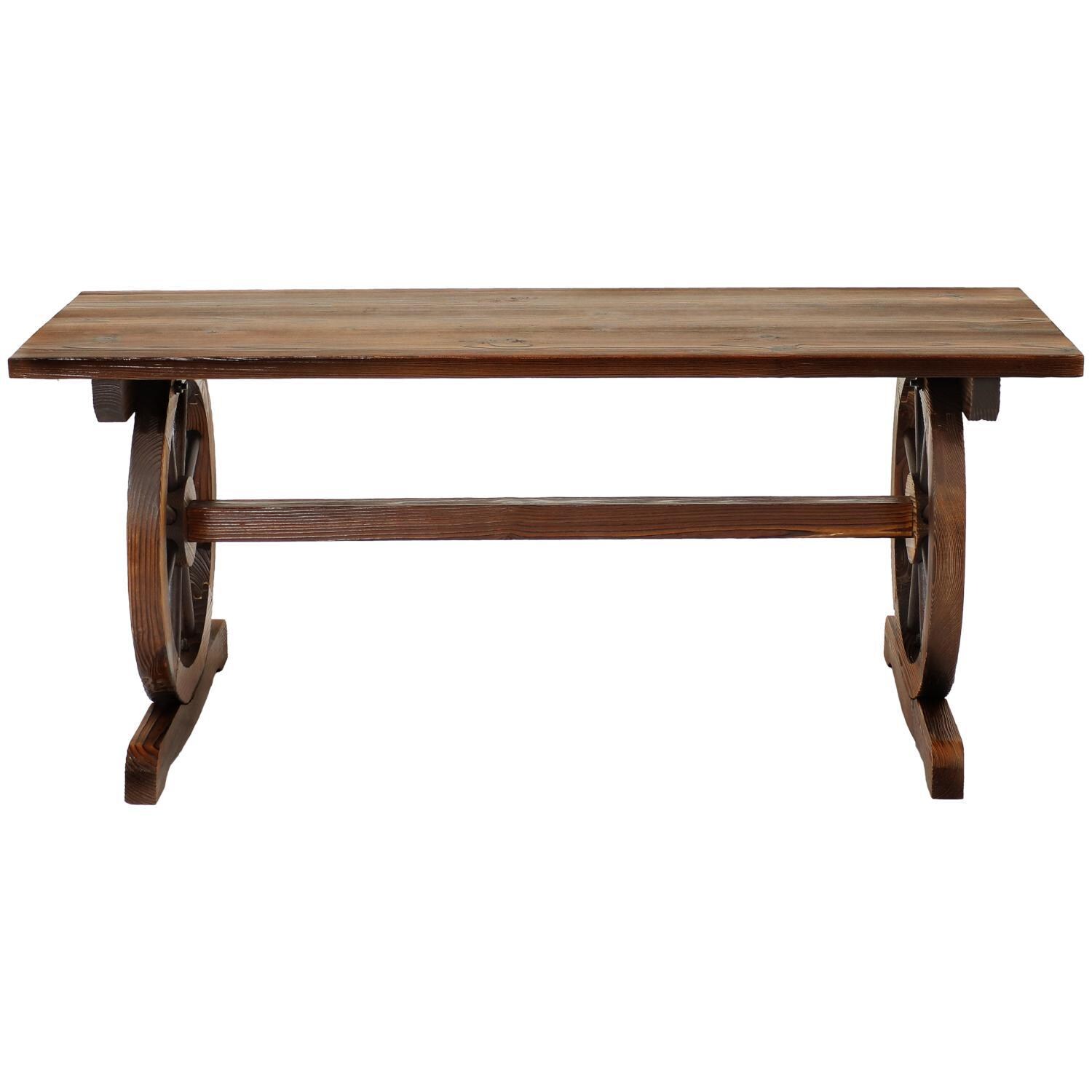 Ultimate Patio 43-Inch 2-Person Rustic Wagon Wheel Base Fir Wood Outdoor Bench - Front View thumbnail