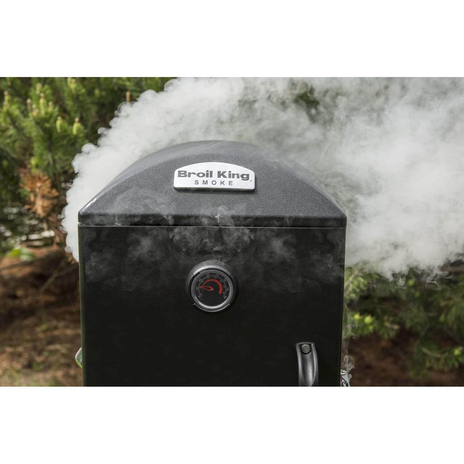 Broil King 28-Inch Smoke Vertical Charcoal Smoker - Black - White Smoke - Lifestyle thumbnail