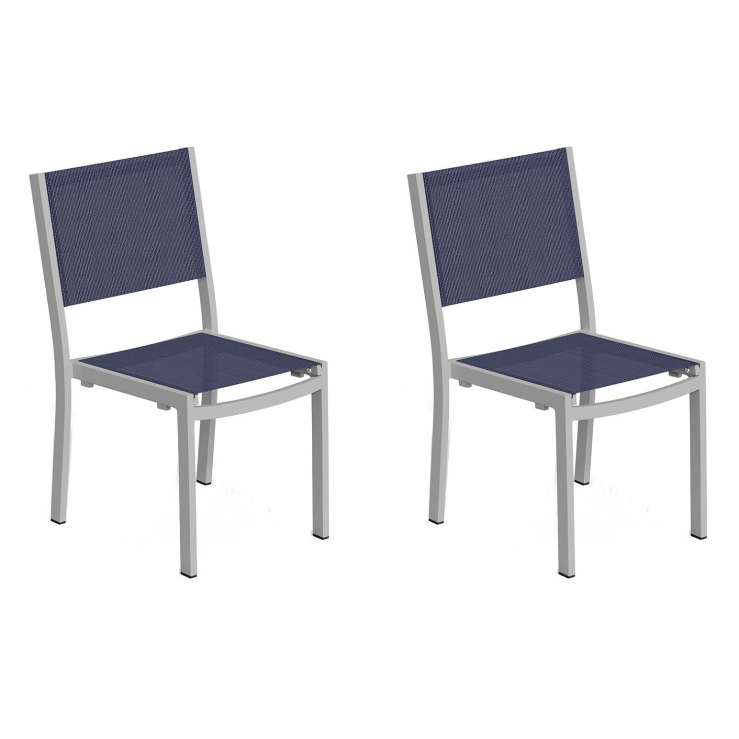 Oxford Garden Travira 2 Pc Composite Sling & Aluminum Dining Side Chair in Flint/Ink Pen thumbnail