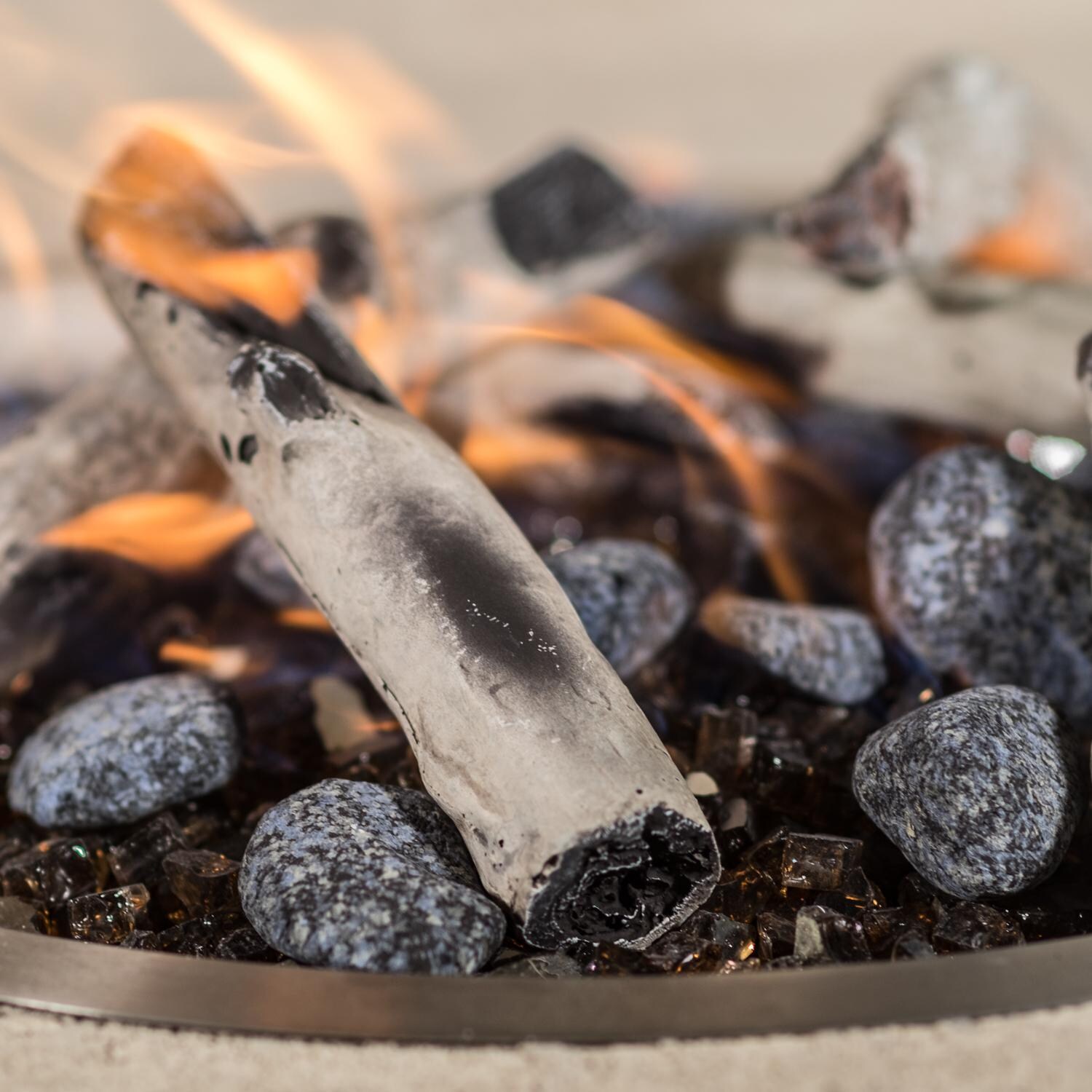 Enhance A Fire - LPPS - Lighthouse Path Stones - Closeup With Mixed Media Lit thumbnail