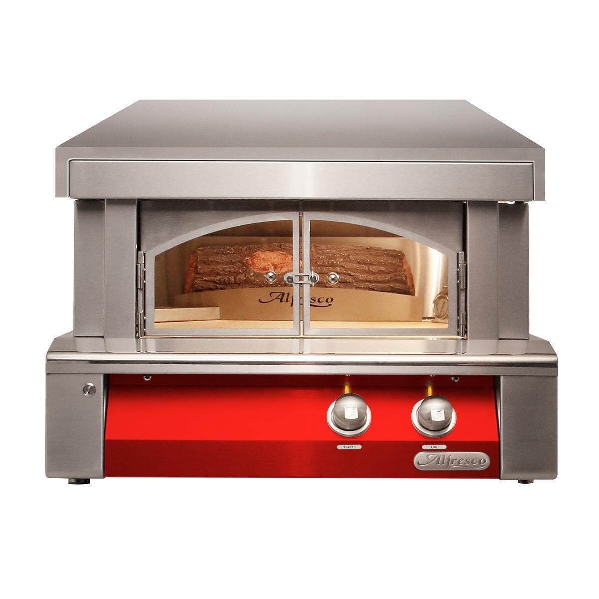 Alfresco AXE-PZA-NG-S3002 30 Inch Countertop Natural Gas Outdoor Pizza Oven Plus in Carmine Red - White Background thumbnail