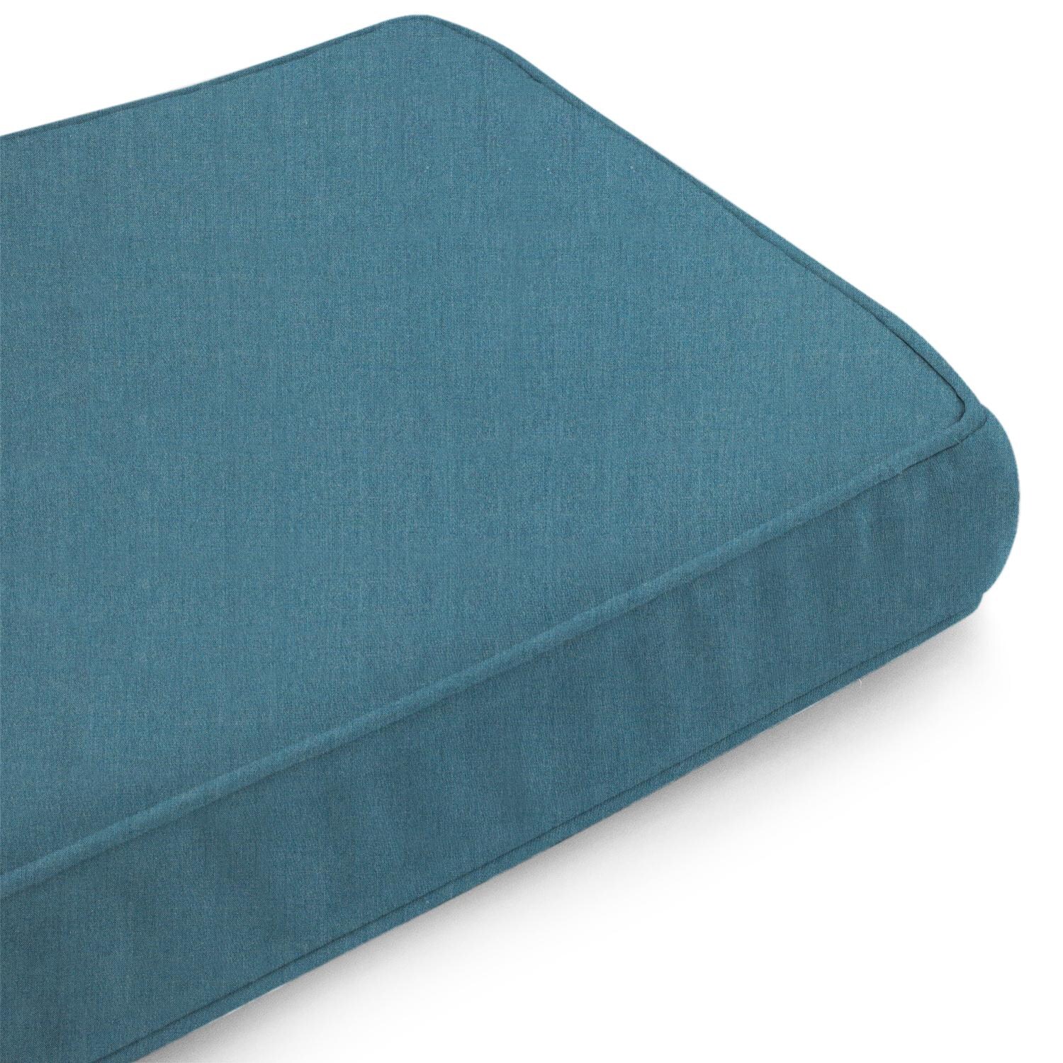 Sunbrella Cast Lagoon Small Outdoor Replacement Bench Cushion W/ Piping By UltimatePatio.com - Corner Detail thumbnail