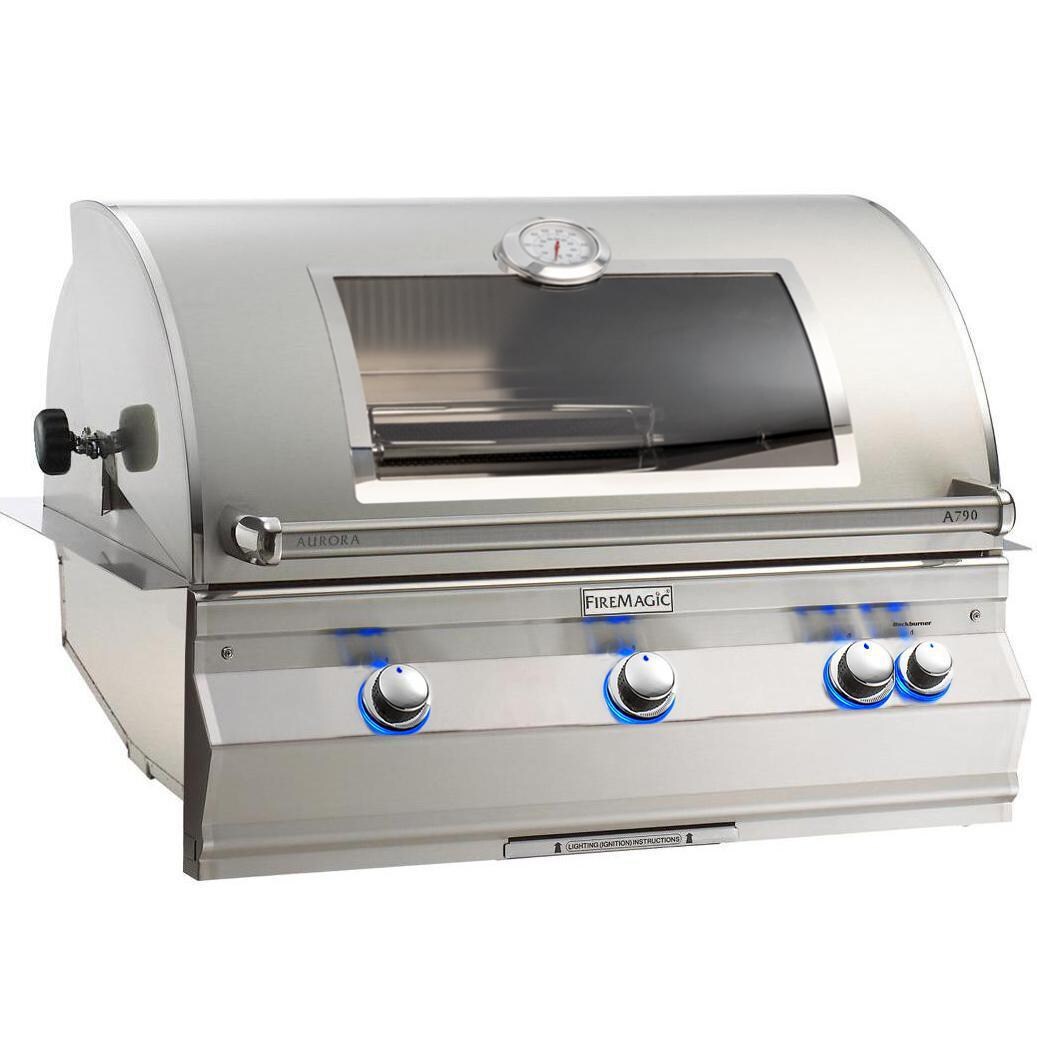 Fire Magic Aurora A790I 36-Inch Built-In Natural Gas Grill With One Infrared Burner, Magic View Window, Rotisserie, And Analog Thermometer - A790I-8LAN-W