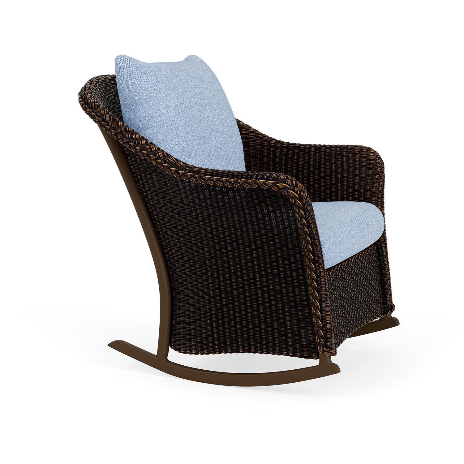 Lloyd Flanders Weekend Retreat Lounge Rocker in Mink Finish W/ Demo Skyway Fabric - Angled thumbnail