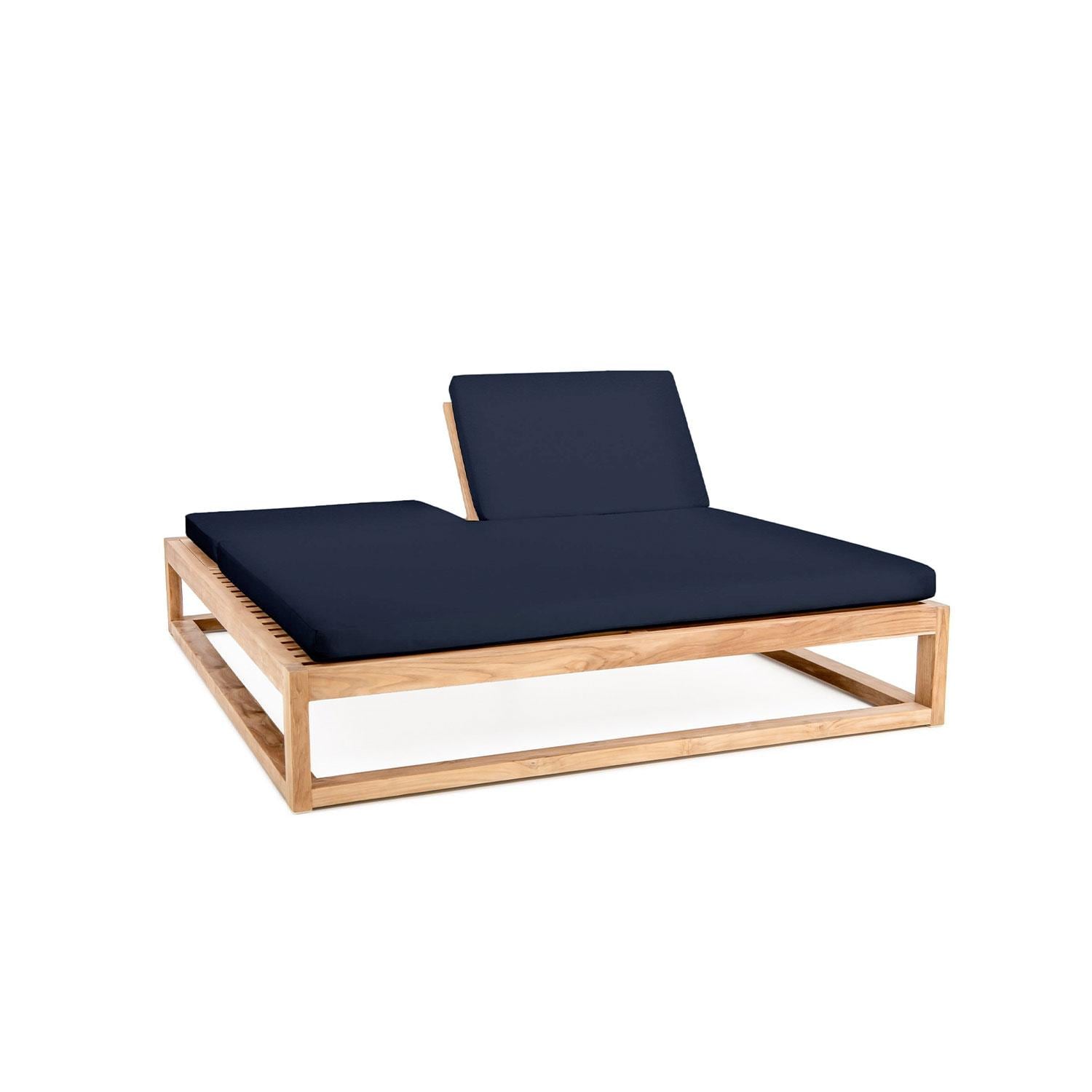 Lakeview Outdoor Designs Scape Key Teak 2 Person Double Chaise Lounge in Indigo by - LV-SCPKY-TK-DCL-IN