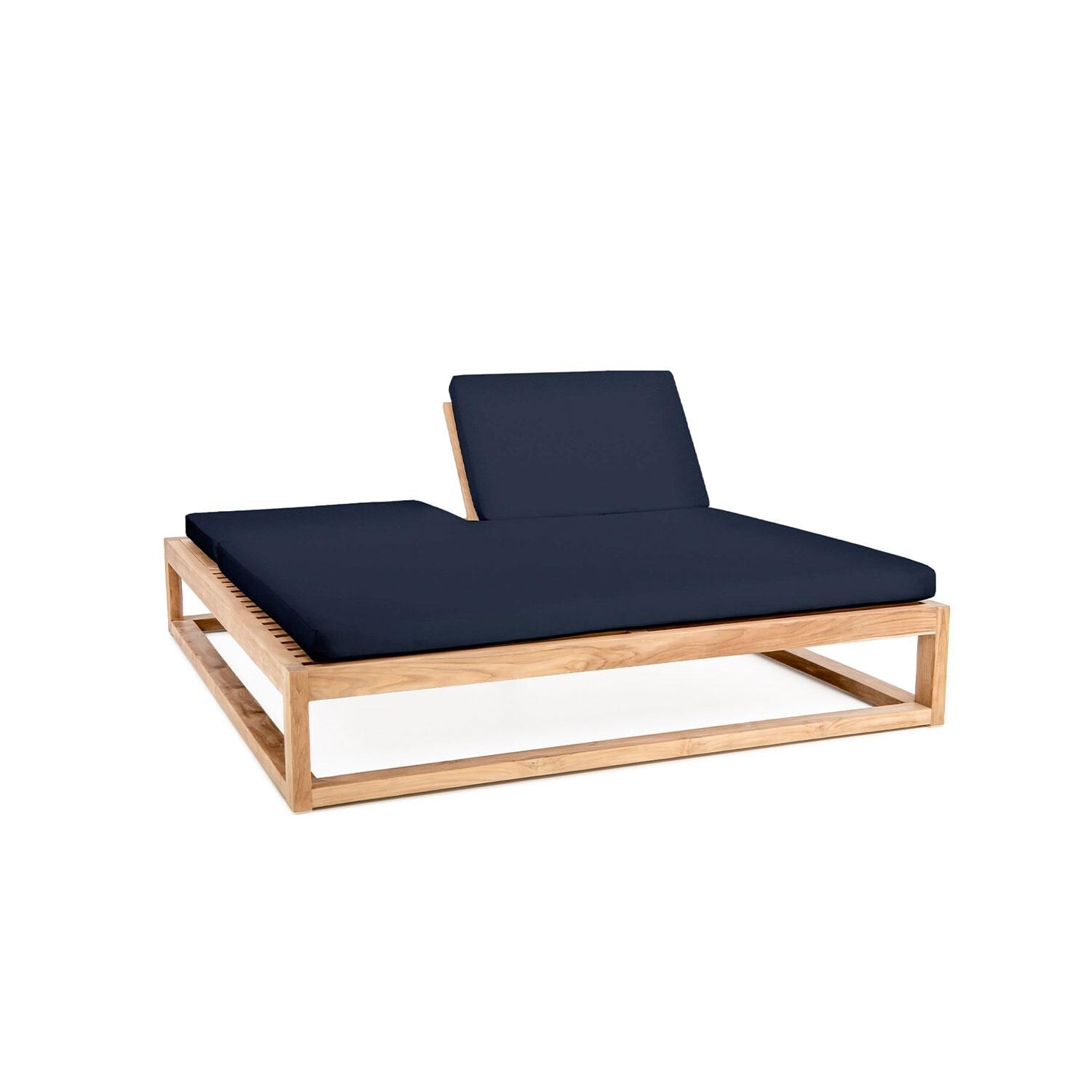 Scape Key Teak 2 Person Double Chaise Lounge in Indigo by Lakeview Outdoor Designs