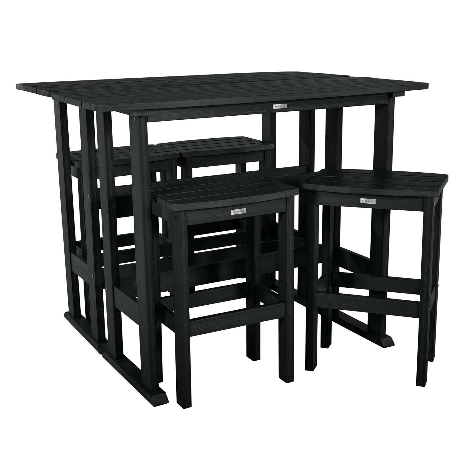 Hart Lane 6 Pc Recycled Plastic Bar Height Dining Set in Black By Lakeview Outdoor Designs - Alternate Configuration - White Background thumbnail