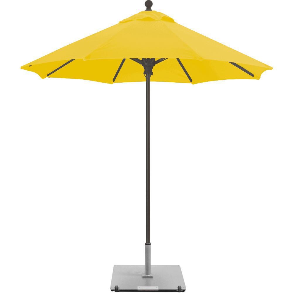 Galtech 7.5 Ft. Commercial Octagonal Aluminum Patio Market Umbrella W/ Push Lift - Antique Bronze Frame W/ Sunbrella Canvas Sunflower Yellow Canopy