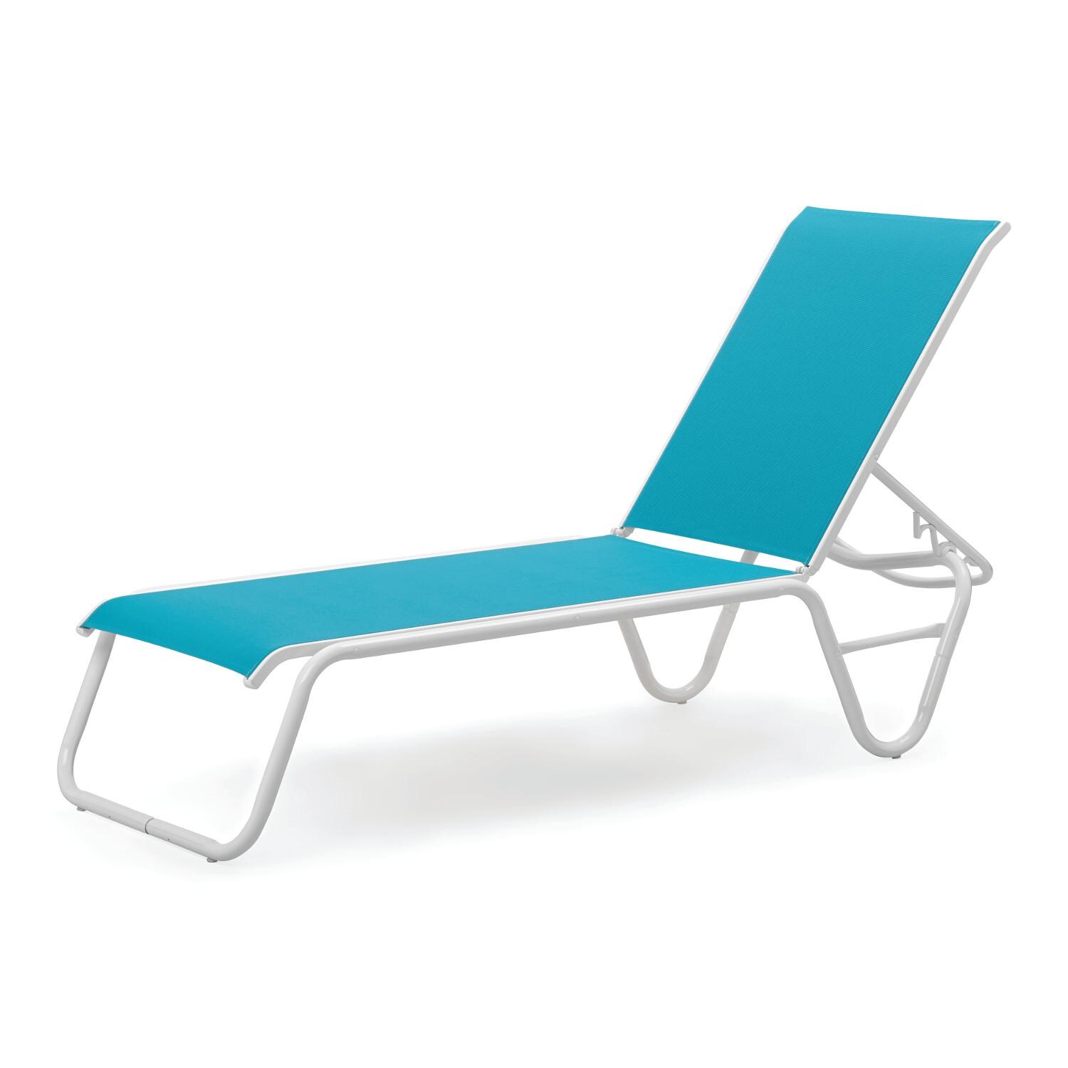 Gardenella Sling Four-Position Lay Flat Stacking Armless Chaise - Gloss White/Aqua thumbnail