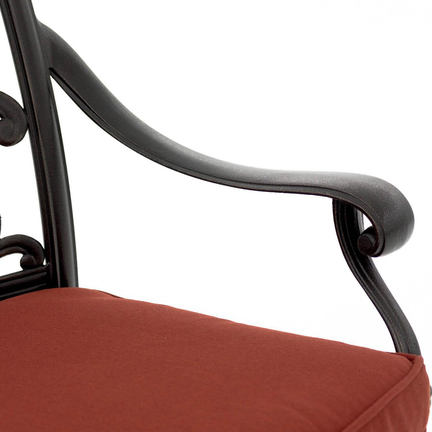 Villa Flora Cast Aluminum Patio Swivel Rocker W/ Sunbrella Canvas Henna Cushion - Arm Detail thumbnail