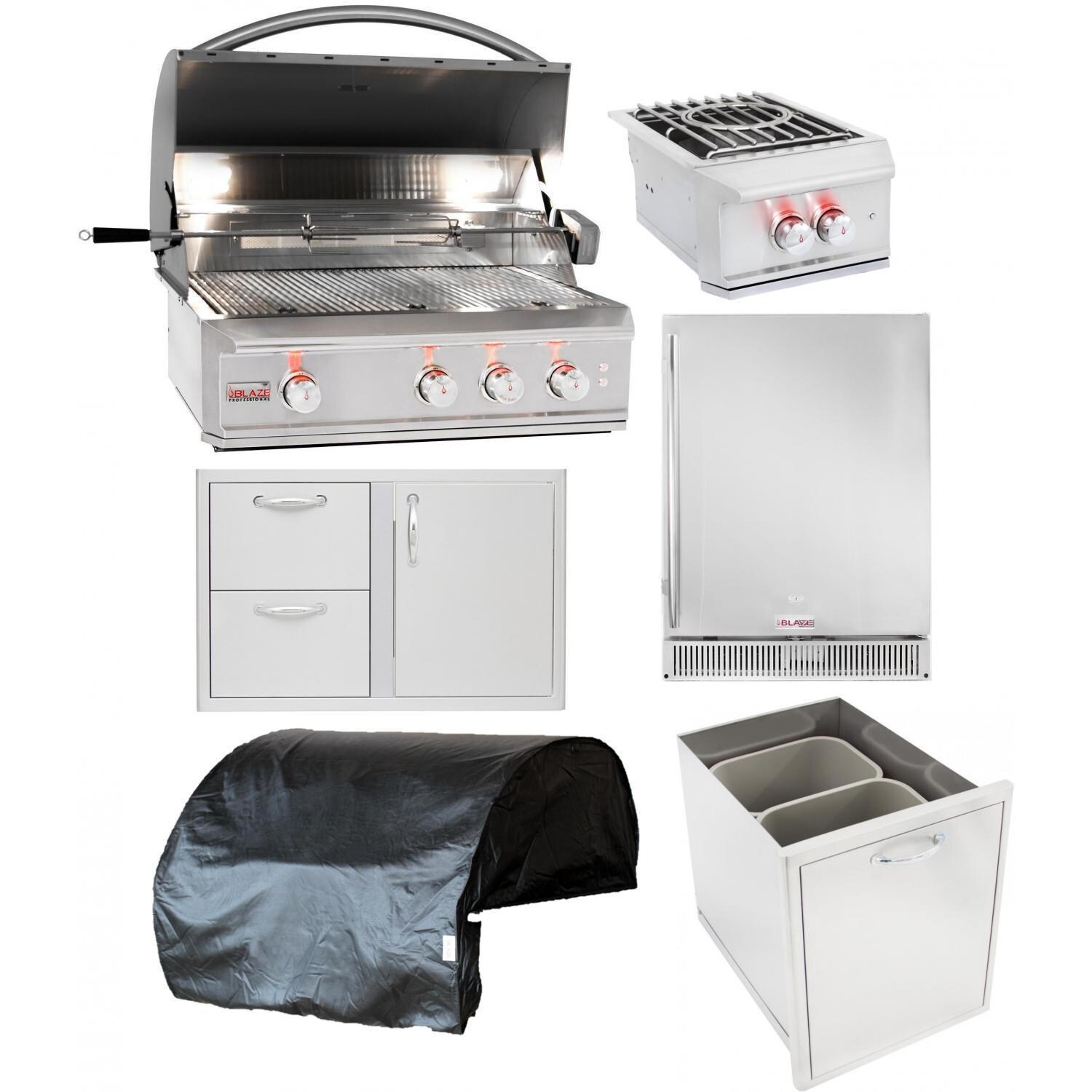 Blaze Professional LUX 6-Piece 34-Inch Propane Outdoor Kitchen Package - BLZ-3PRO-LP-6PC